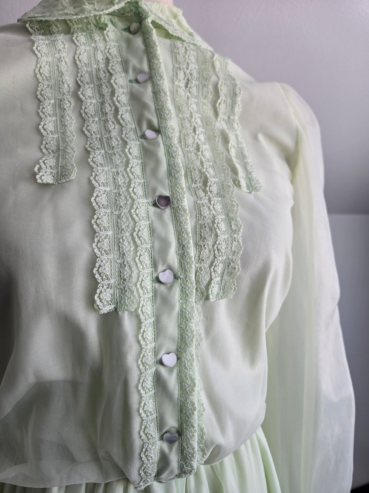 Lime Green Edwardian Style Vintage Formal Dress - small