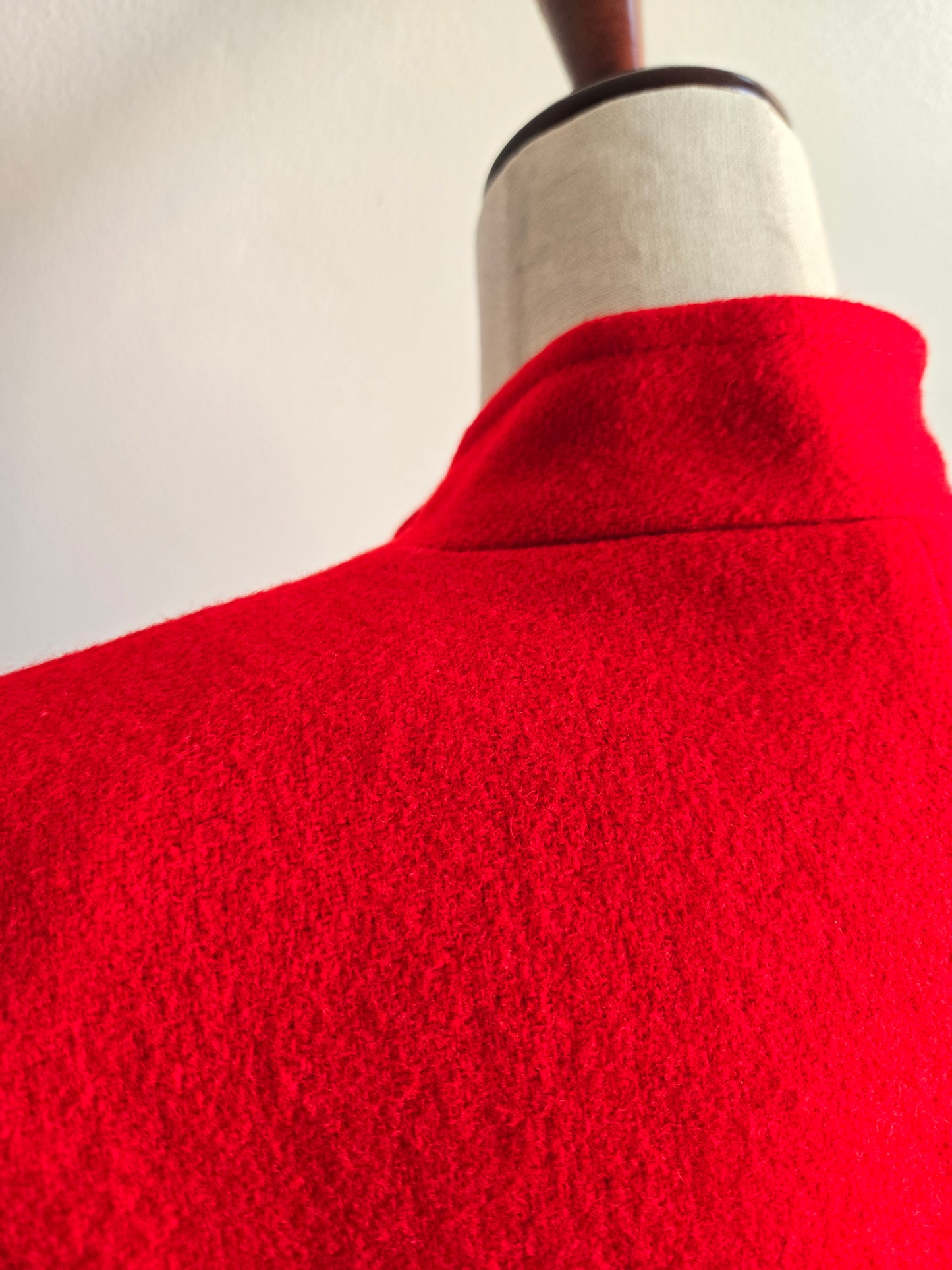 Lady Suzette Vintage 80s Edwardian Revival Bright Red Wool Over Coat - L/XL