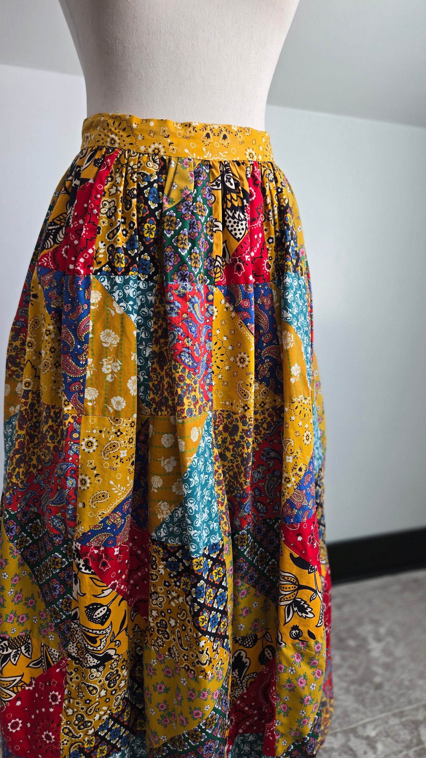 Vintage 70s True Patchwork Skirt - W26"