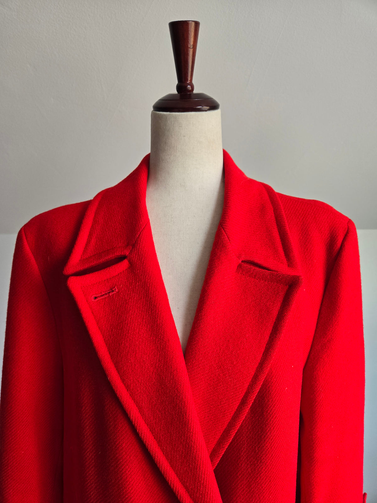 Vintage Pendleton Bright Red Wool Coat - Size 12