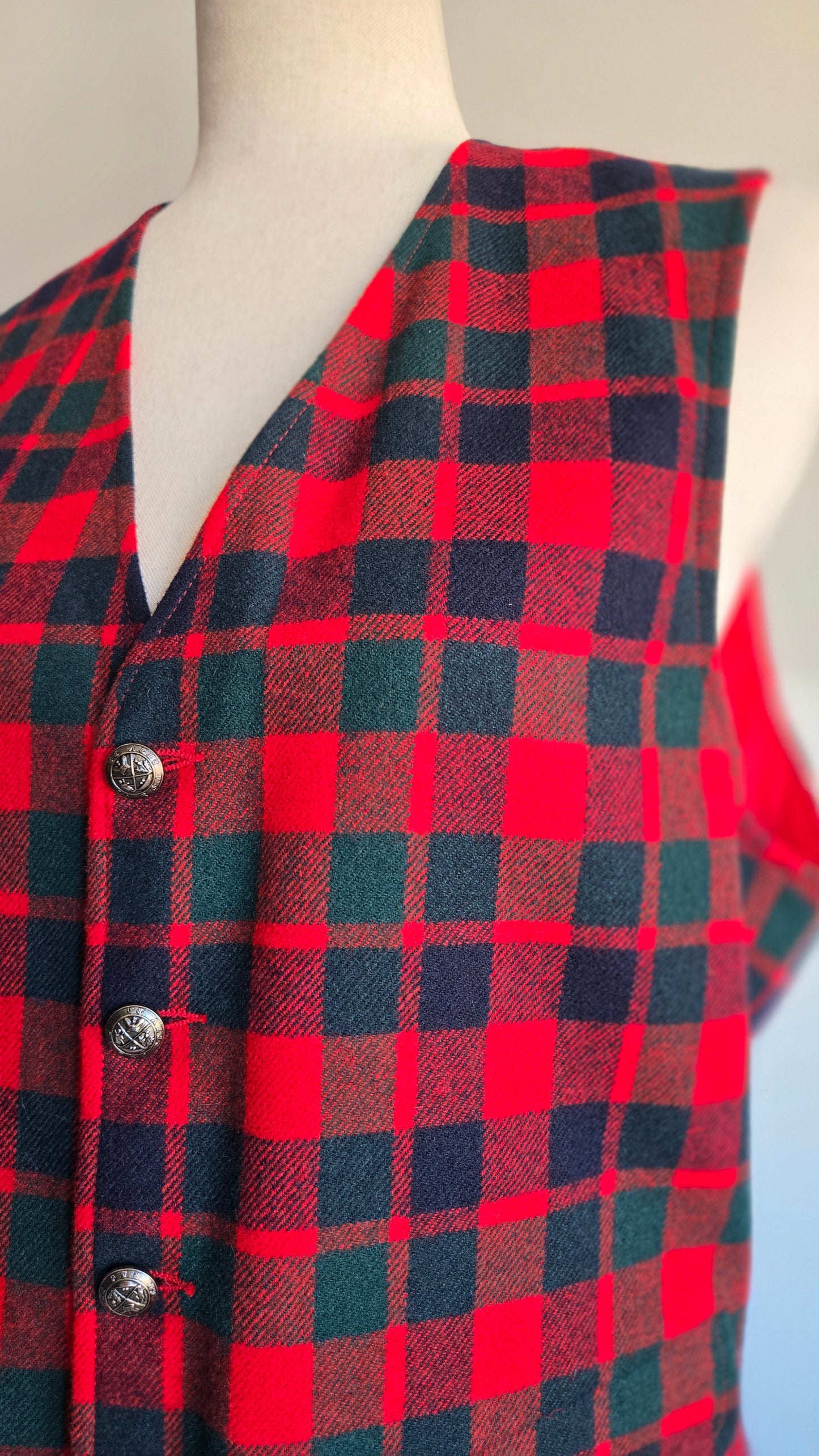 Pendleton Vintage Red Plaid Virgin Wool Vest - M/L