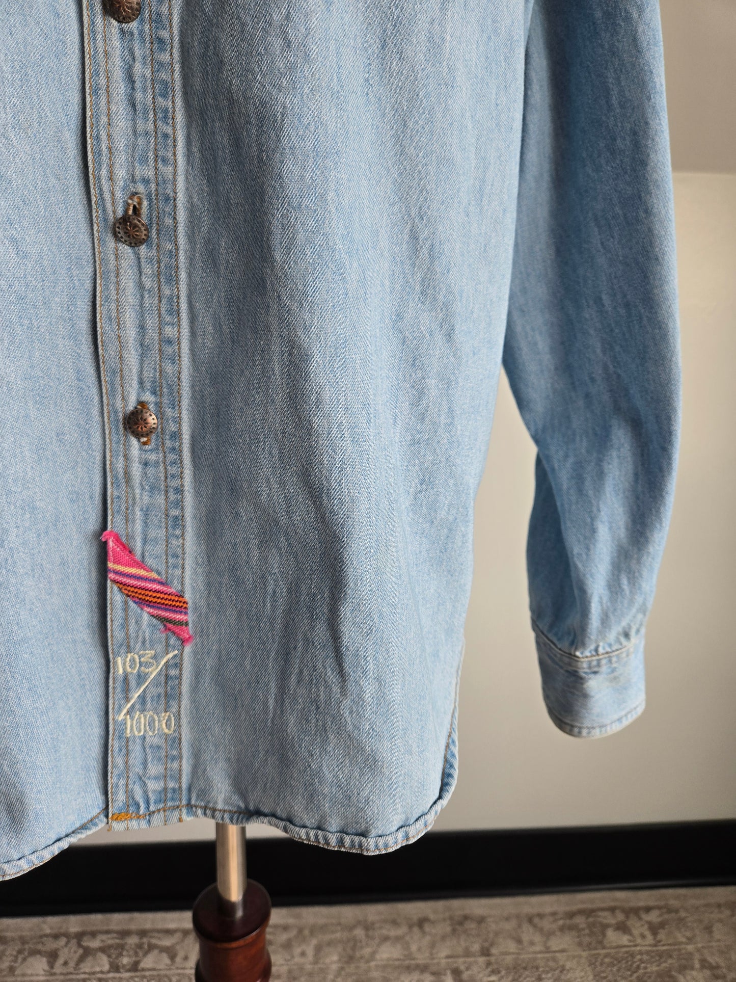 Jake Stuart Denim Shirt with Cowboy Boot Embroidery - M/L