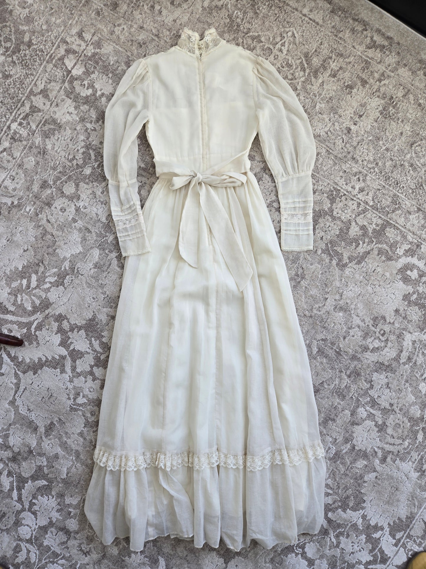 Gold Label Gunne Sax by Jessica San Freansisco Vintage 70s Lace Ethereal Dress - XS