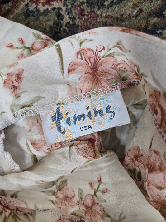 Timing USA Vintage 90s Floral Semi Shear Dress - medium