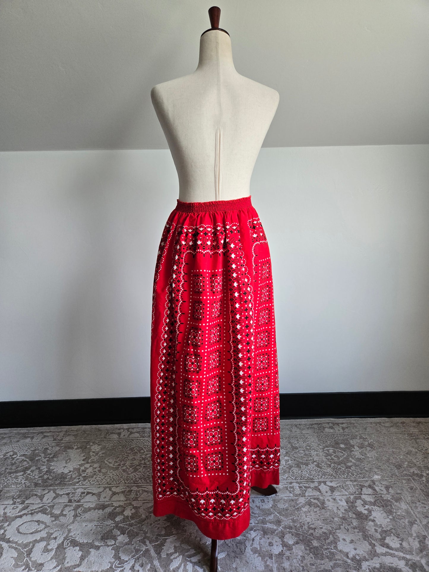 Vintage Hand Made Bandana Print Maxi Skirt - W30-40"