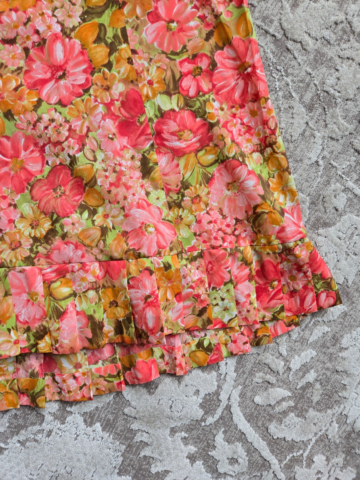 Vintage 1950s Handmade Flower Power Dress - L/XL