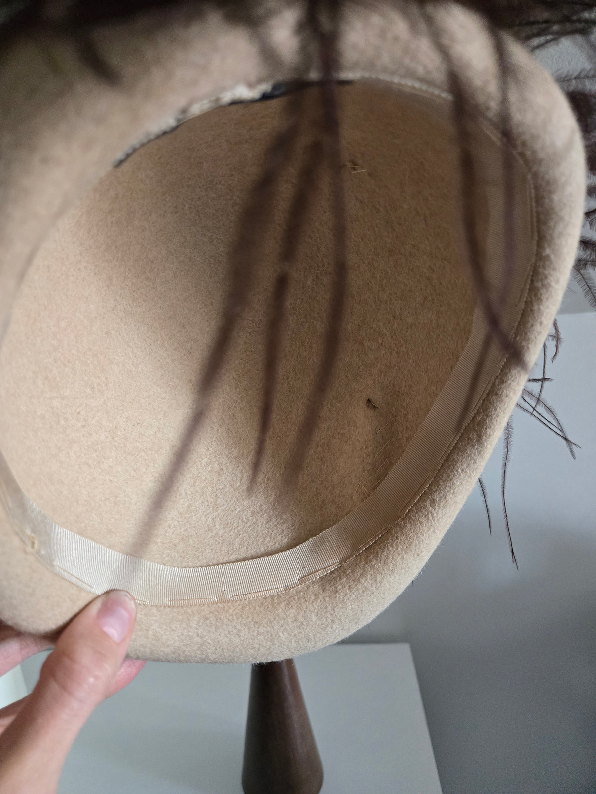 Vintage Bermona London Brown Wool and Ostrich Feather Fascinator