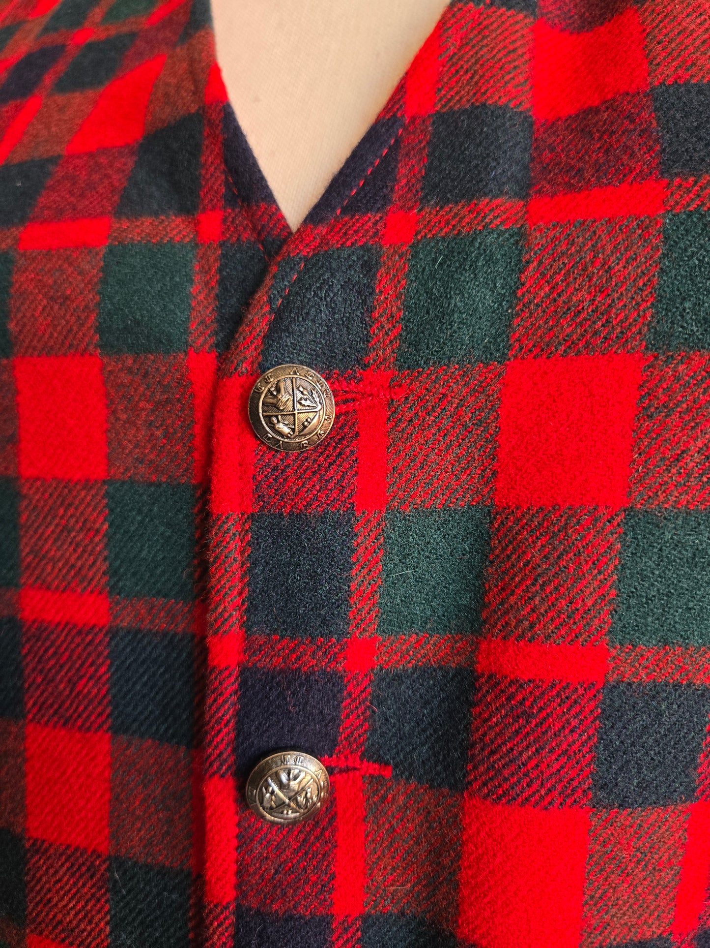 Pendleton Vintage Red Plaid Virgin Wool Vest - M/L