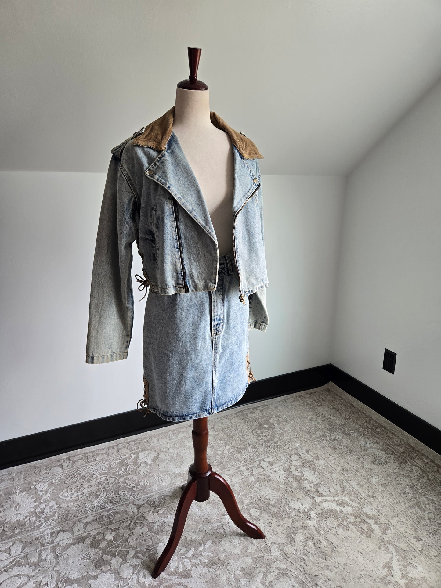 Vintage 90s CT Jeans Denim Two Piece Set Made in Brazil - Medium