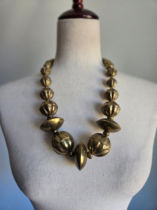 Chunky Brass Orb Statement Necklace
