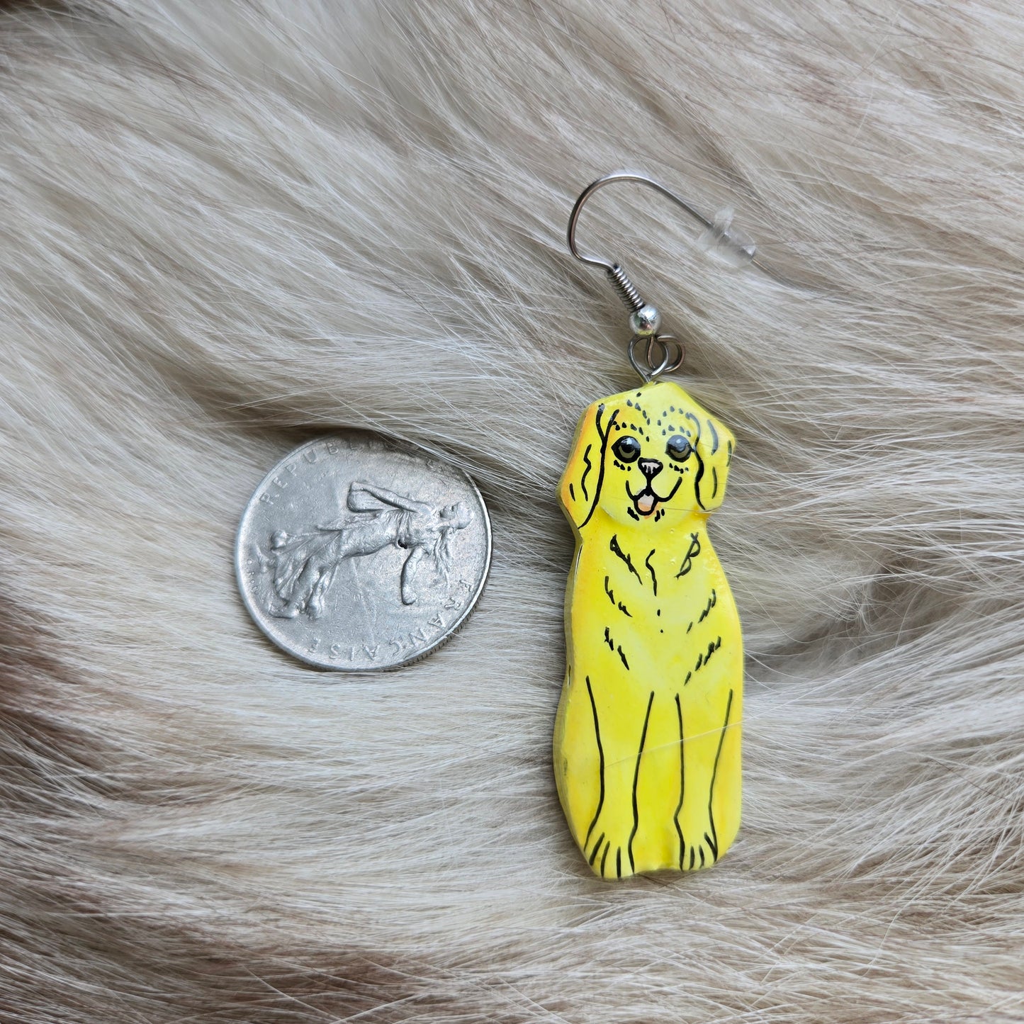 Hand Painted Dog Earrings - Pierced