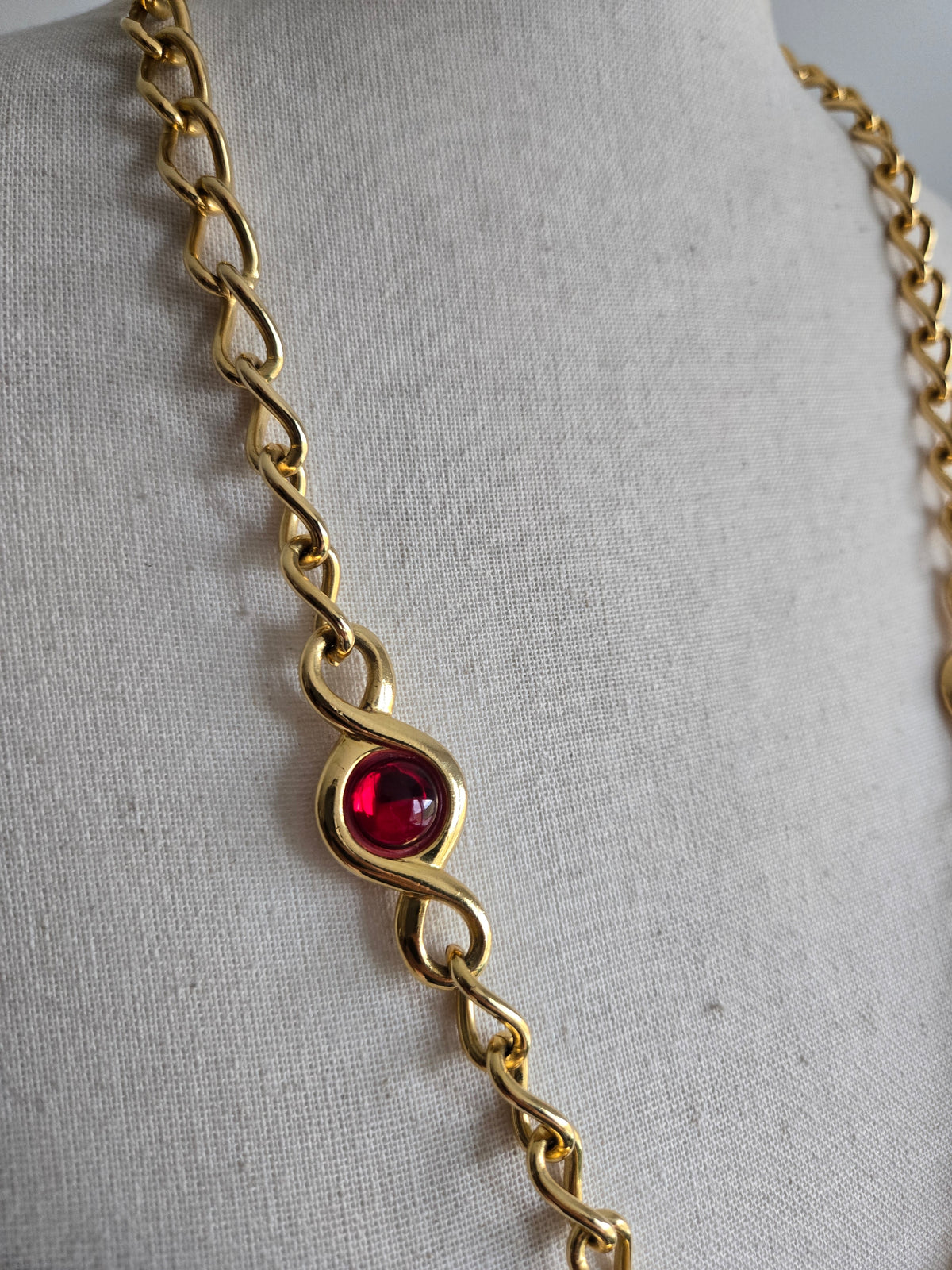 Napier Gold and Red Cabochon Necklace