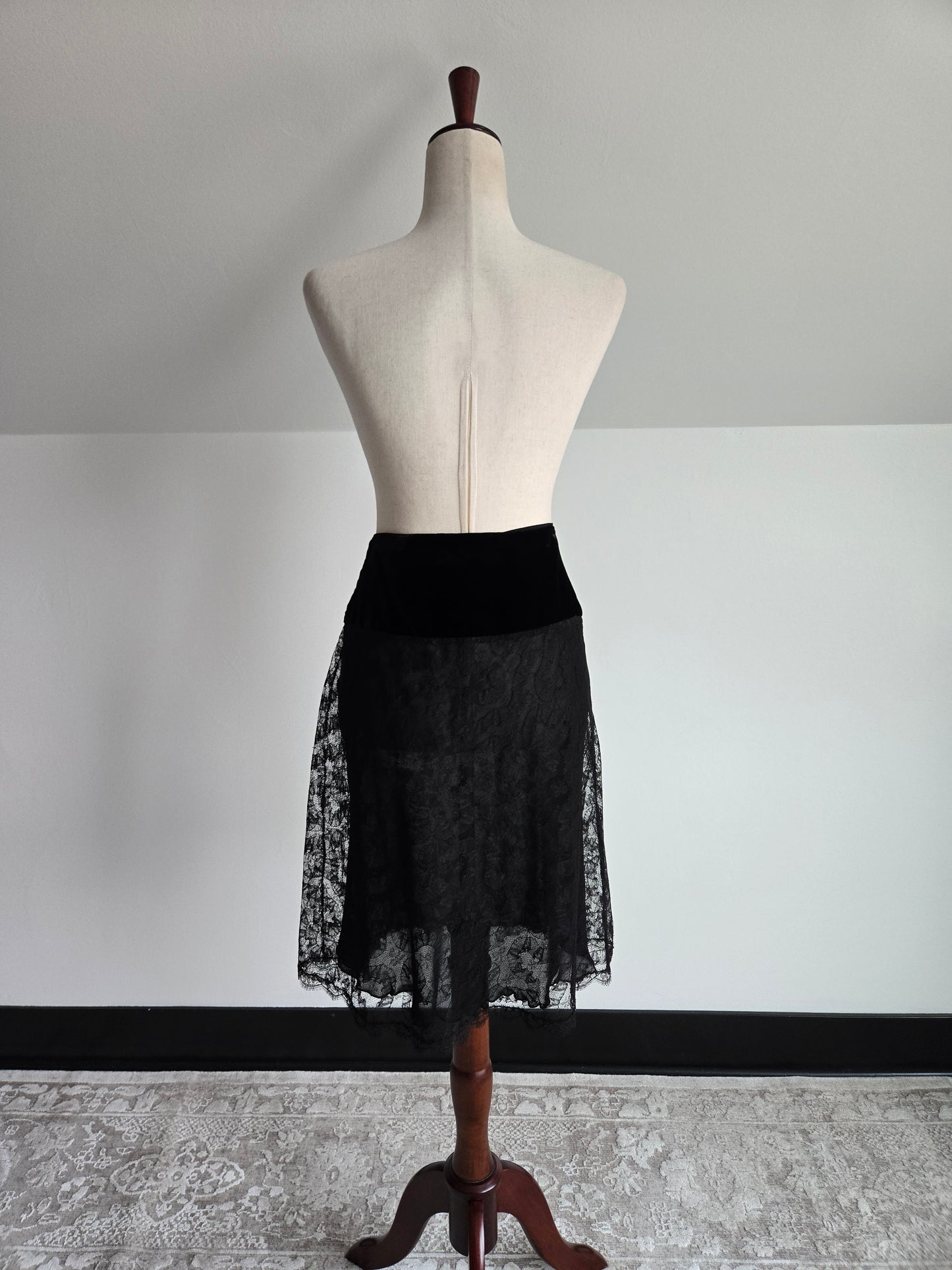 Blumarine Made in Italy Designer Lace and Velvet Skirt - Small
