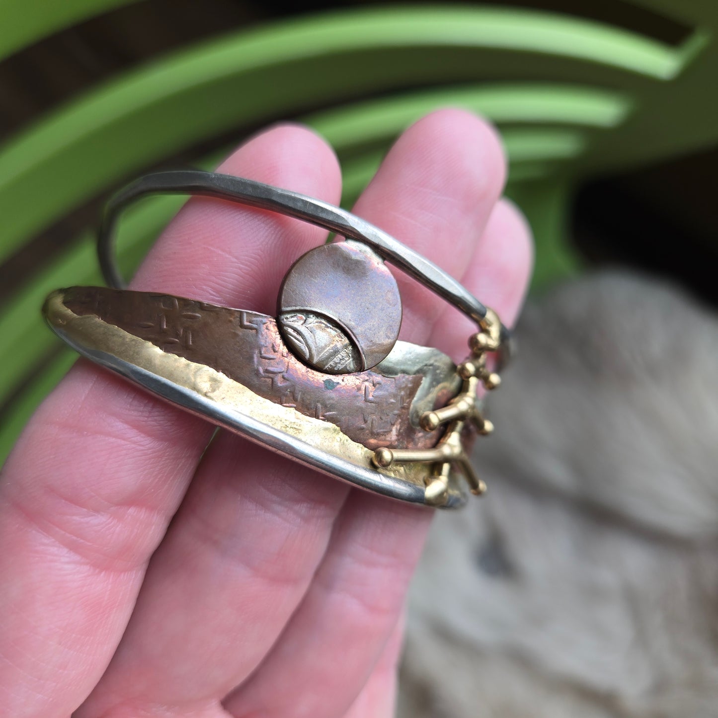 Mixed Metal Mountain Scape Bracelet and Earrings