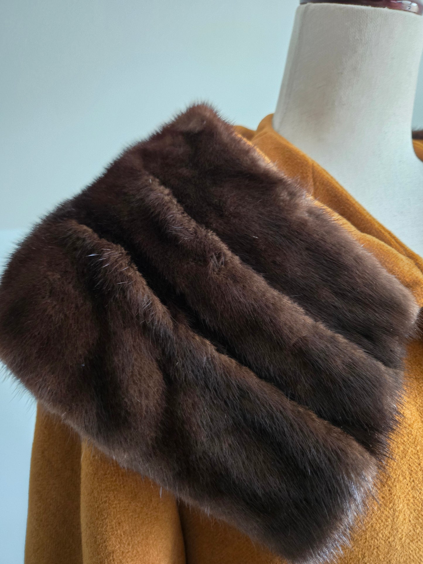 Vintage 1950s Rothmoor Wool Church Coat with Mink Fur Collar - XL/2XL