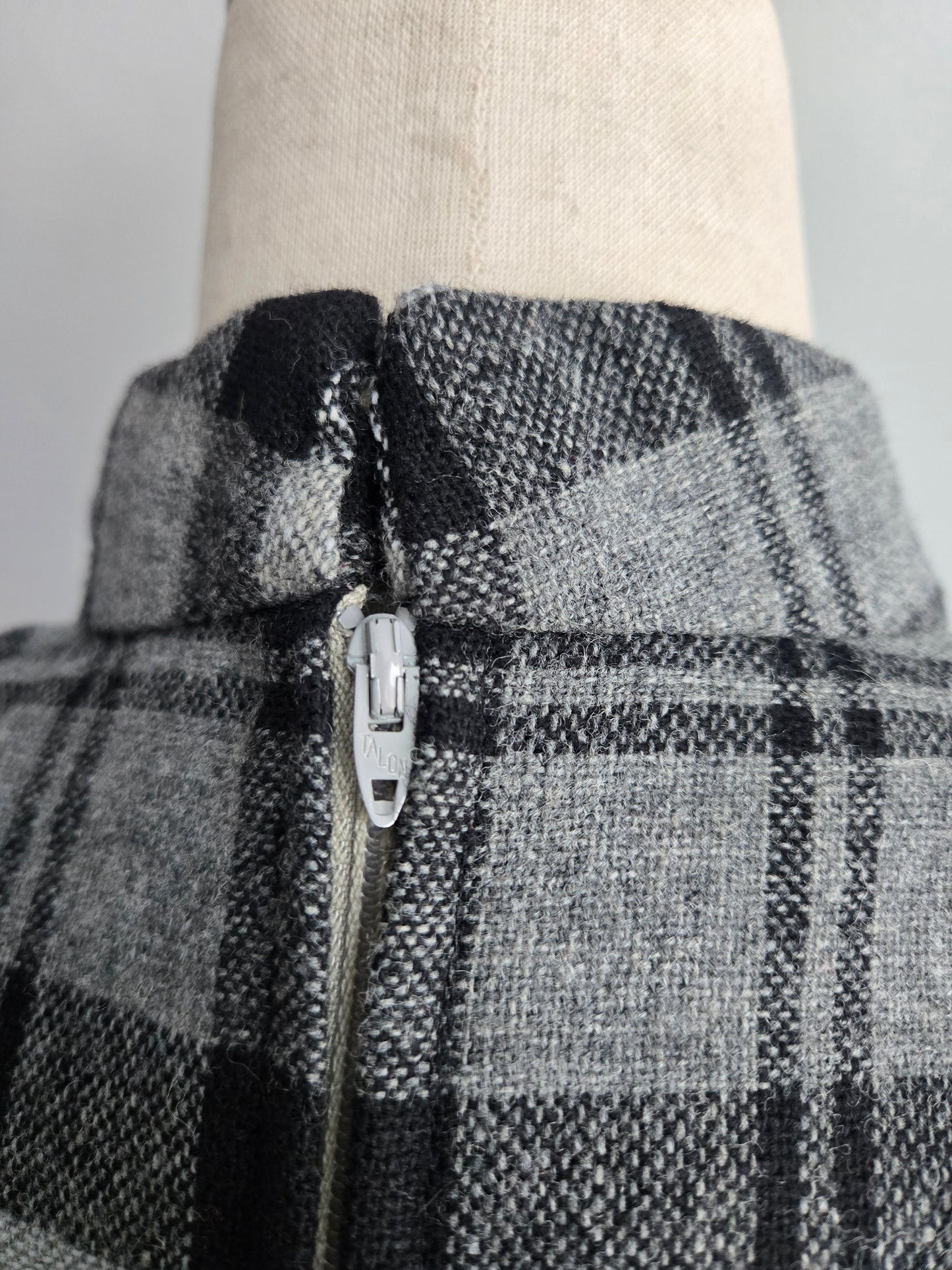 Vintage 70s Wool Plaid Dress - Medium
