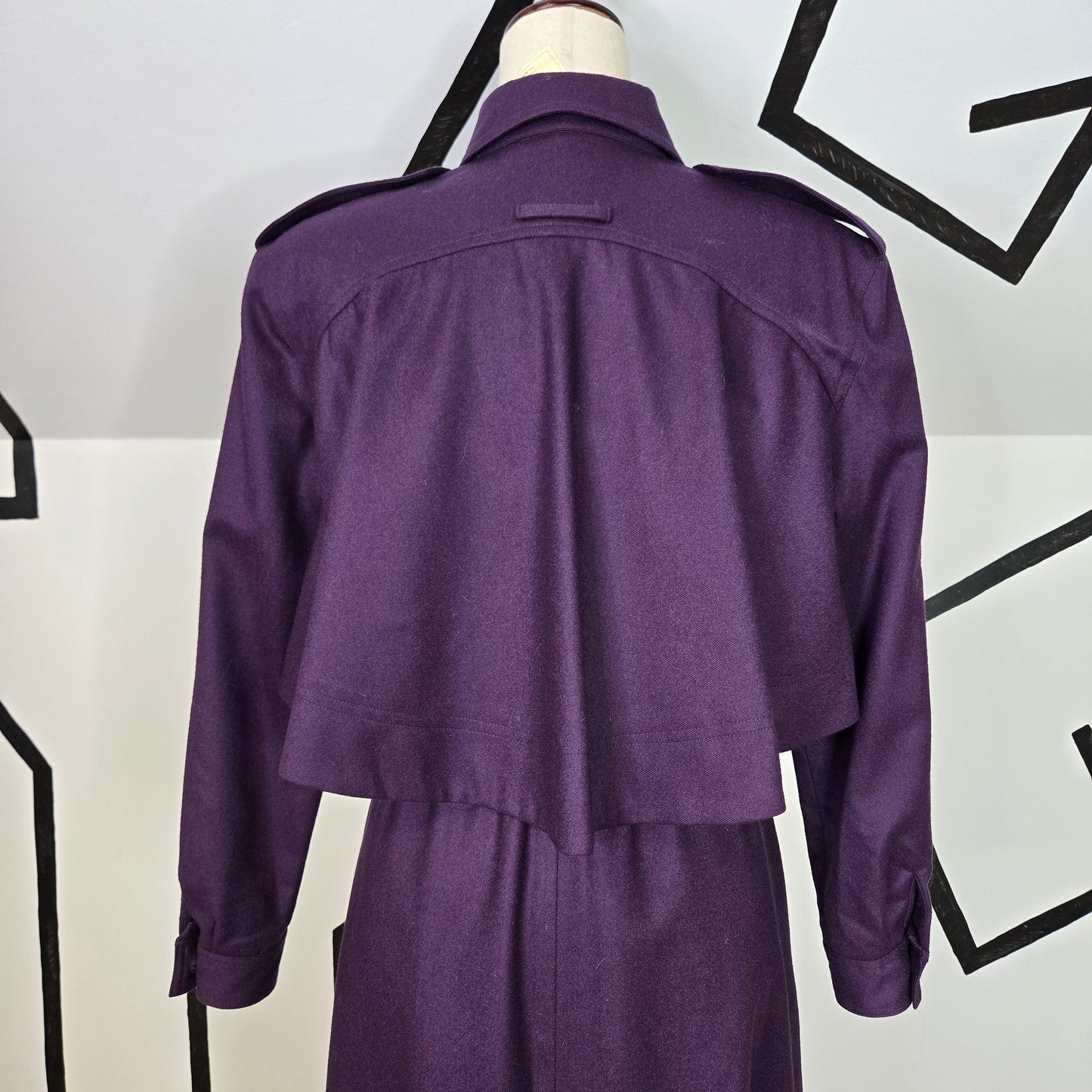 Harve Bernard Deep Purple Wool Trench Style Dress - small