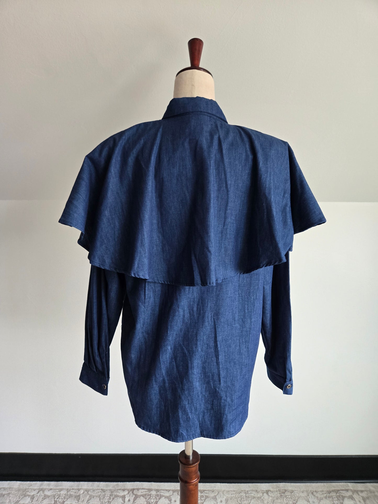 Vintage Western Charna of Dallas, Texas Denim Cape Top Shirt - medium