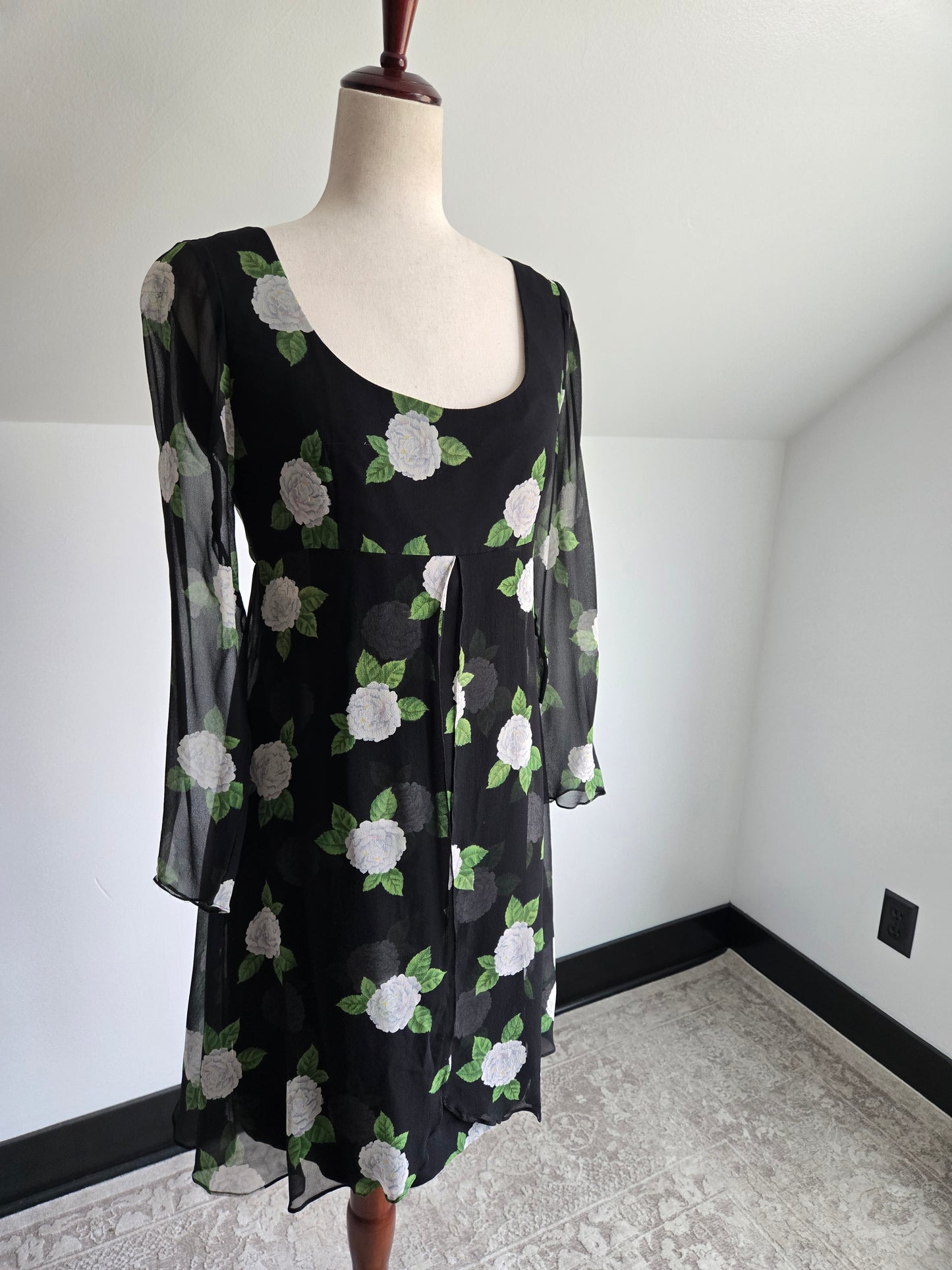 Jeannene Booher Vintage Silk Floral Dress - Size 8