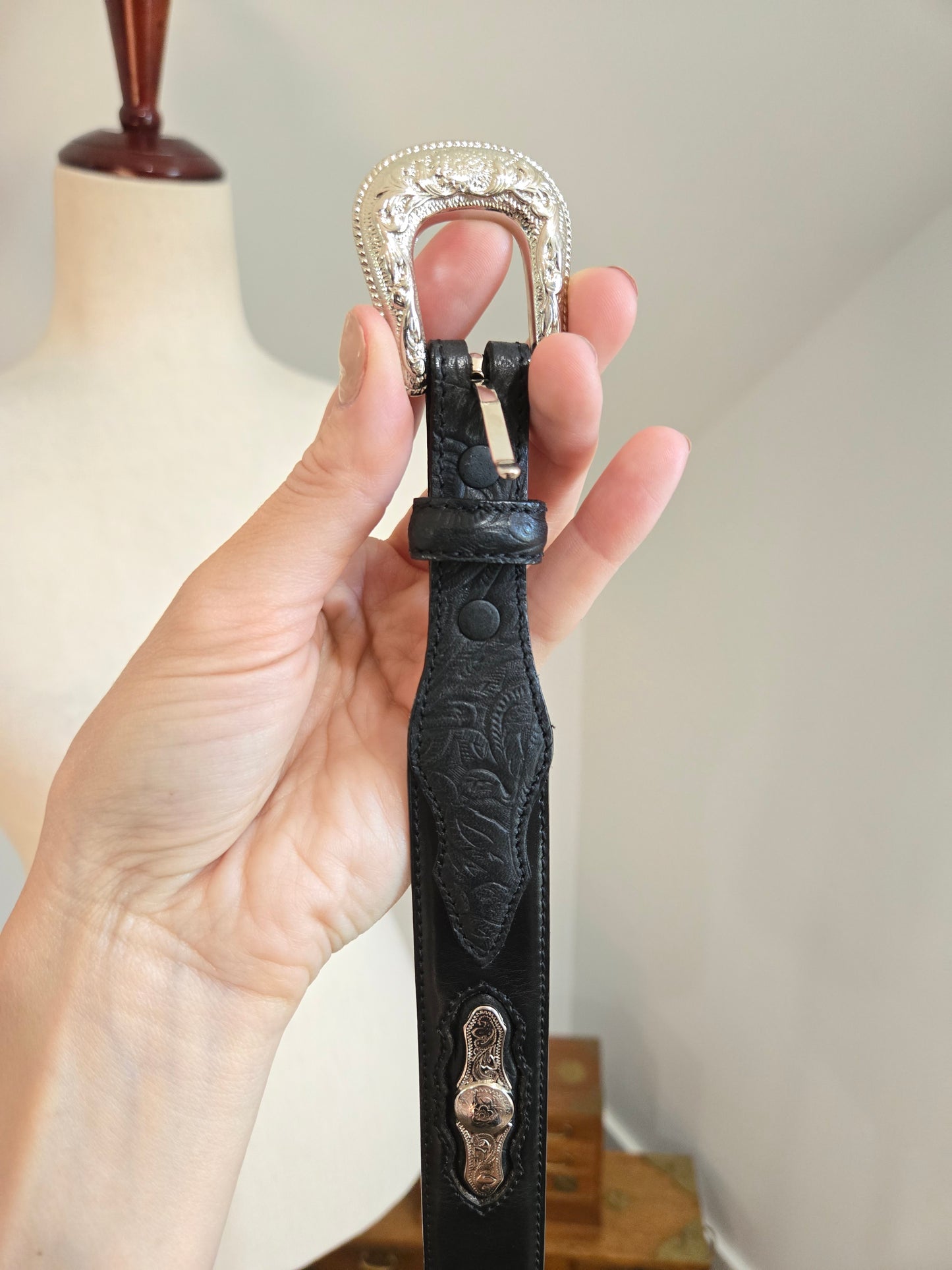Resistol Black Leather Western Belt - W28-31"