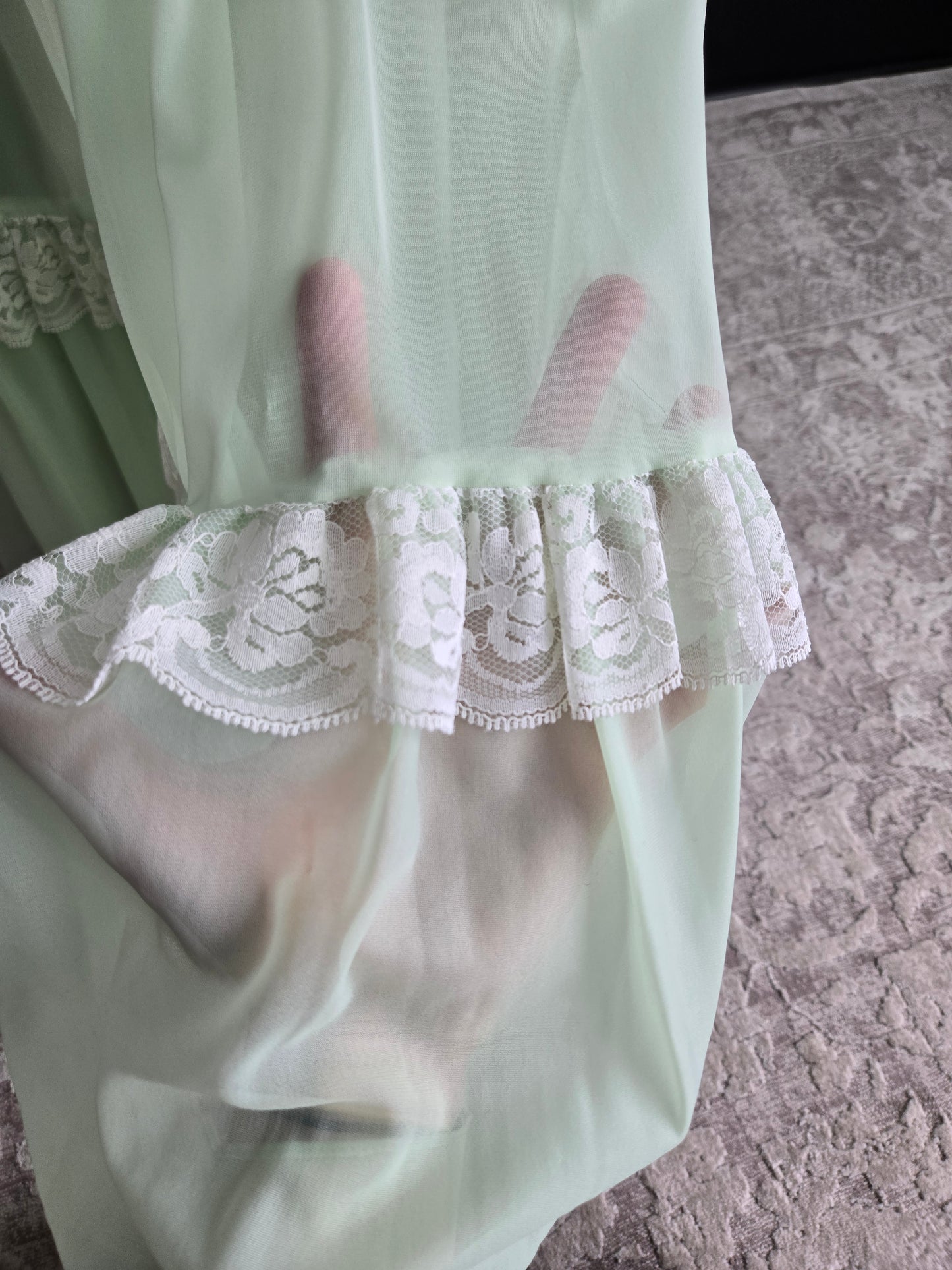 Vintage 1970s Union Made Lime Green Coquette Formal Dress - Small