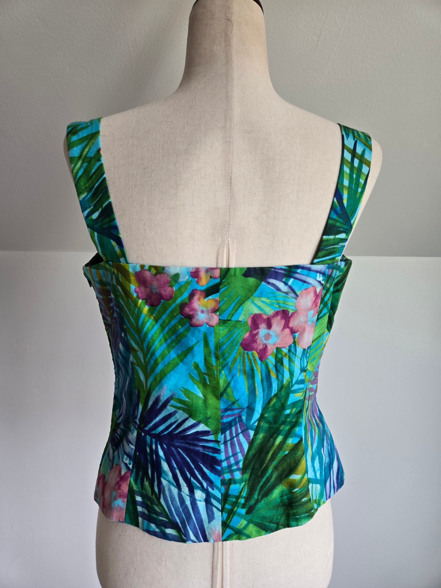 Maggy London Cotton/Linen Floral Tank