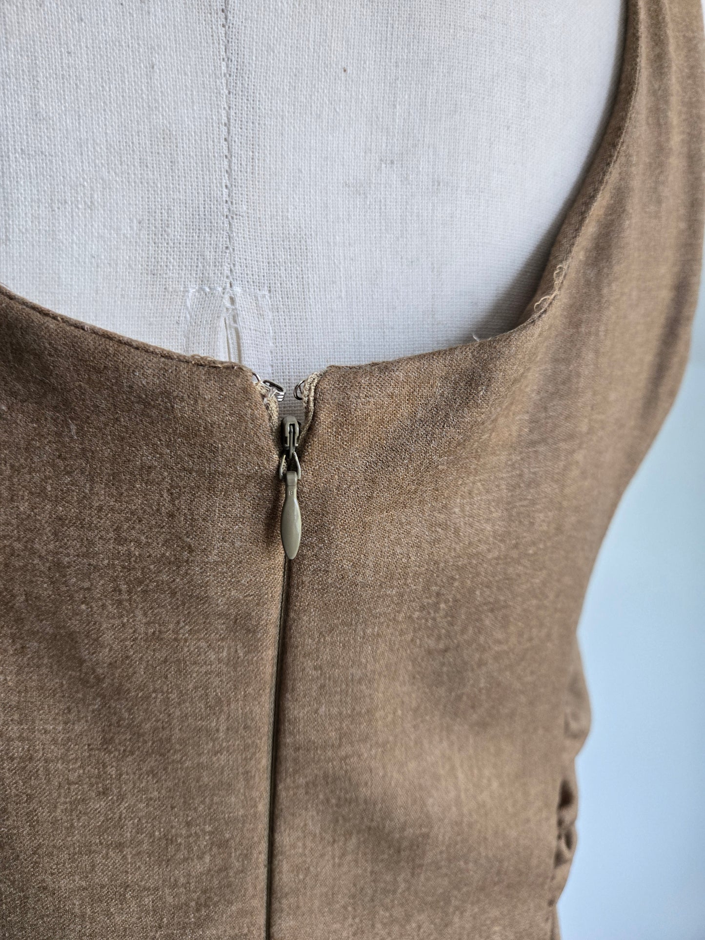 William Reid Brown Wool Fitted Dress - Size 10
