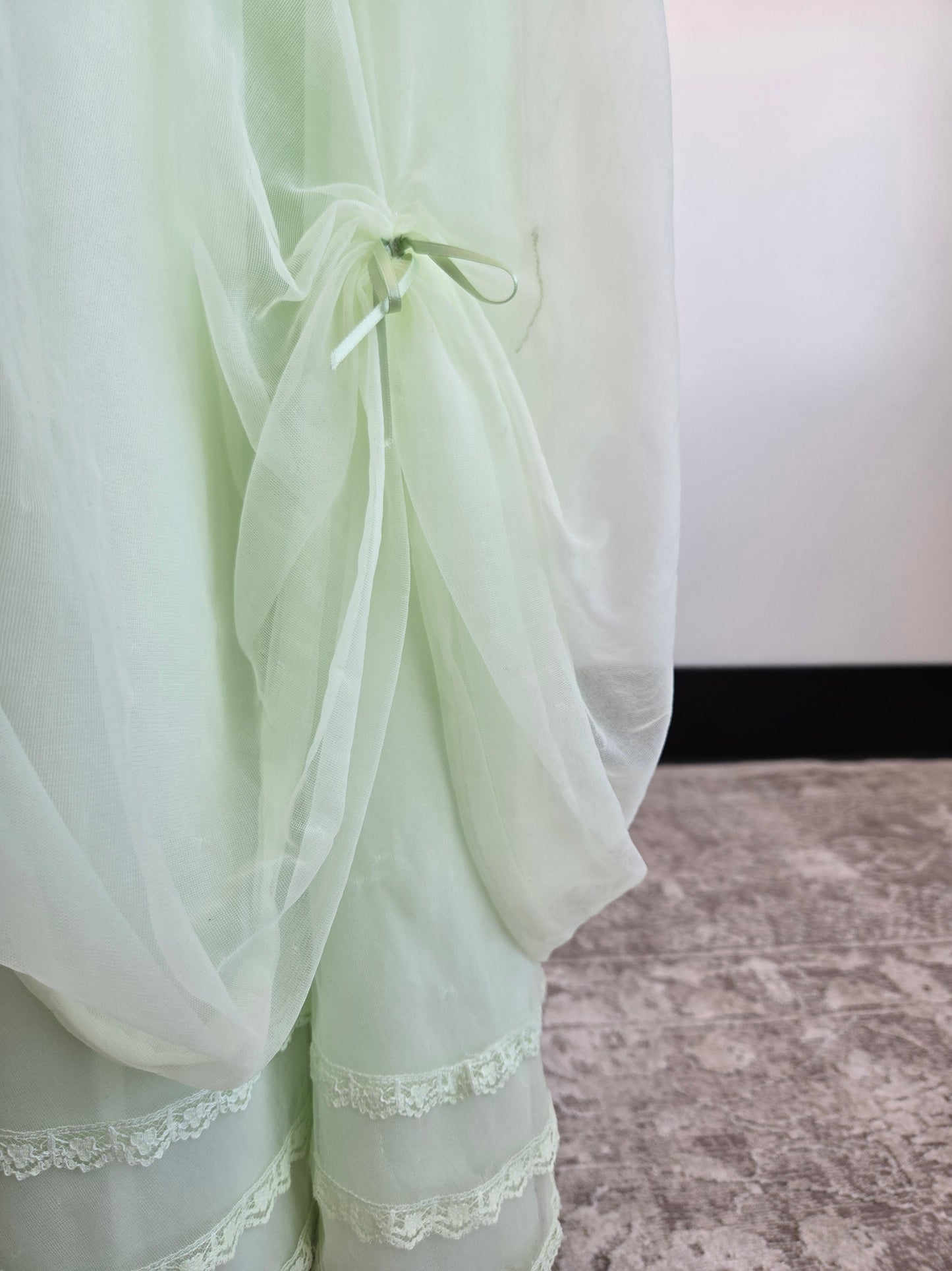 Lime Green Edwardian Style Vintage Formal Dress - small