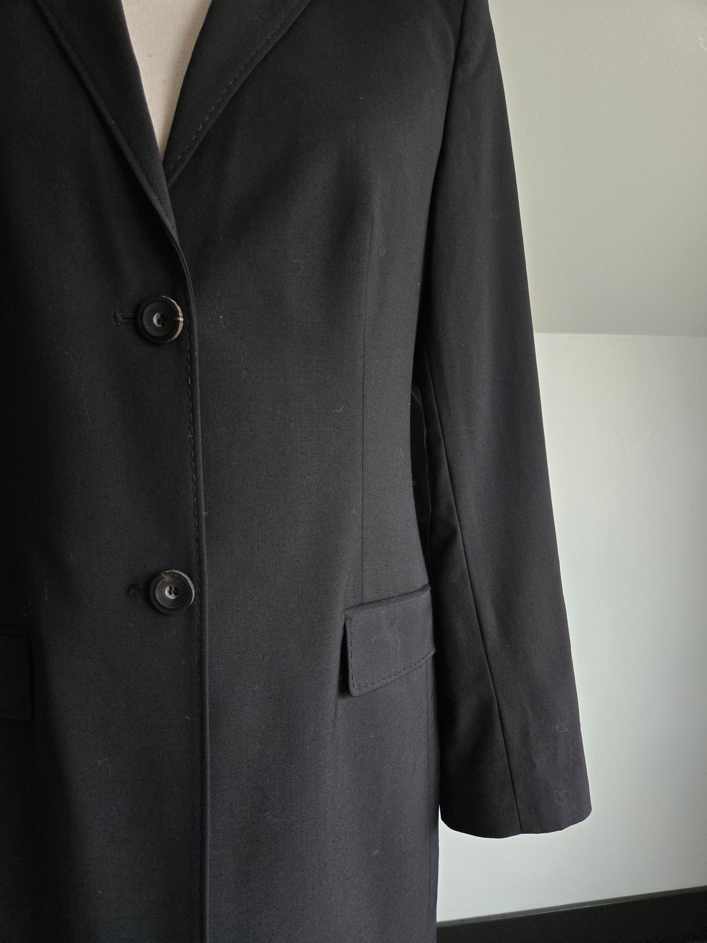 Piazza Sempione Designer Long Black Blazer Made in Italy - M/L