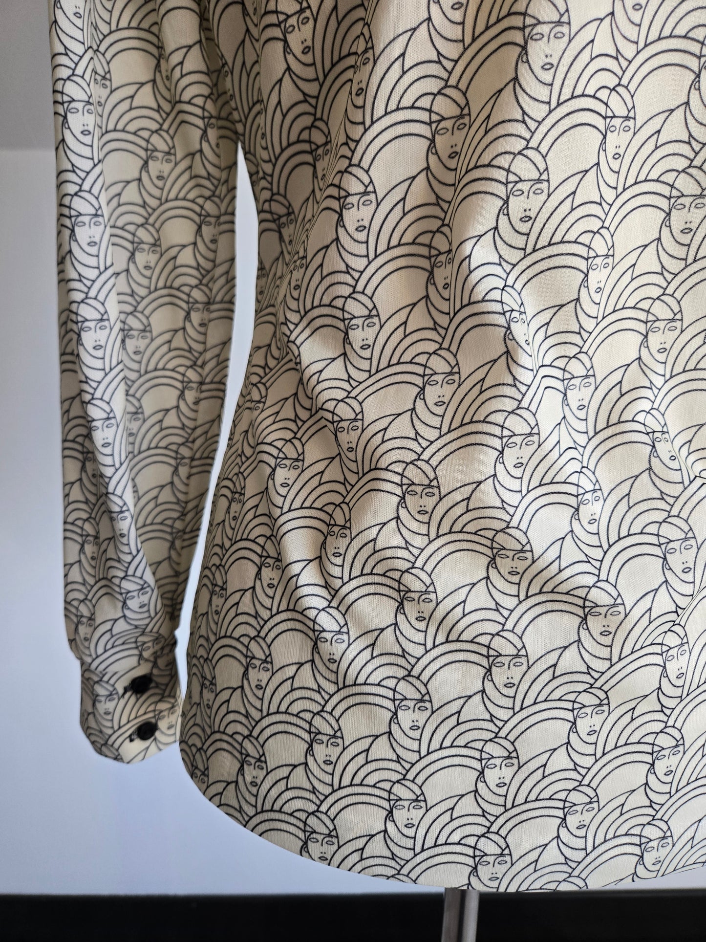 Jack Winter Vintage Art Deco Novelty Print Top - Small