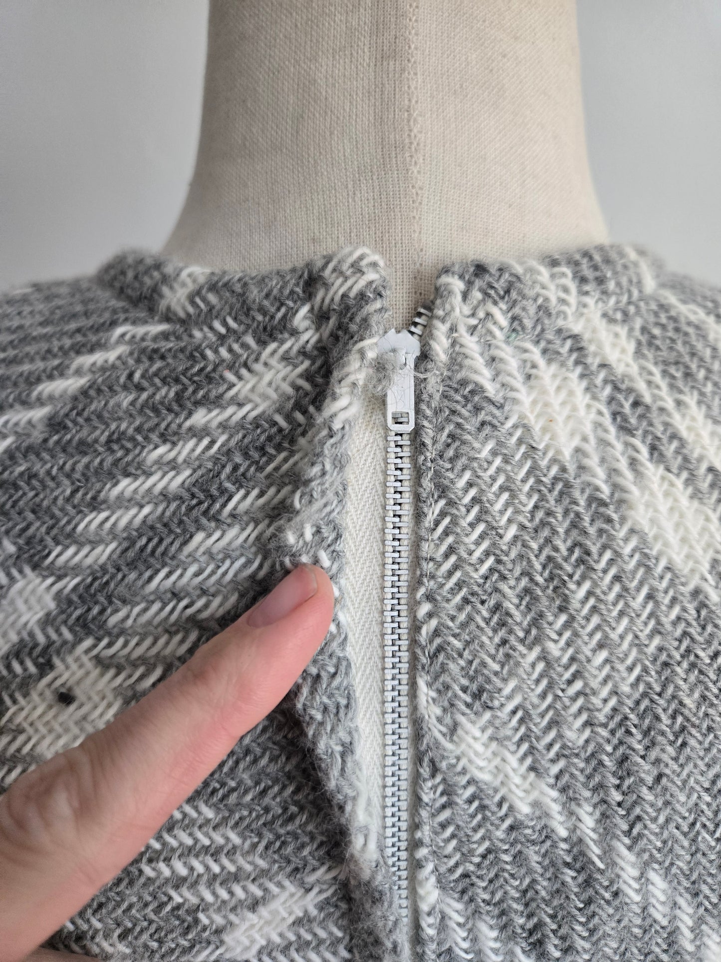 Vintage 1950s Fritzi of California Wool Woven Plaid Dress - S/M