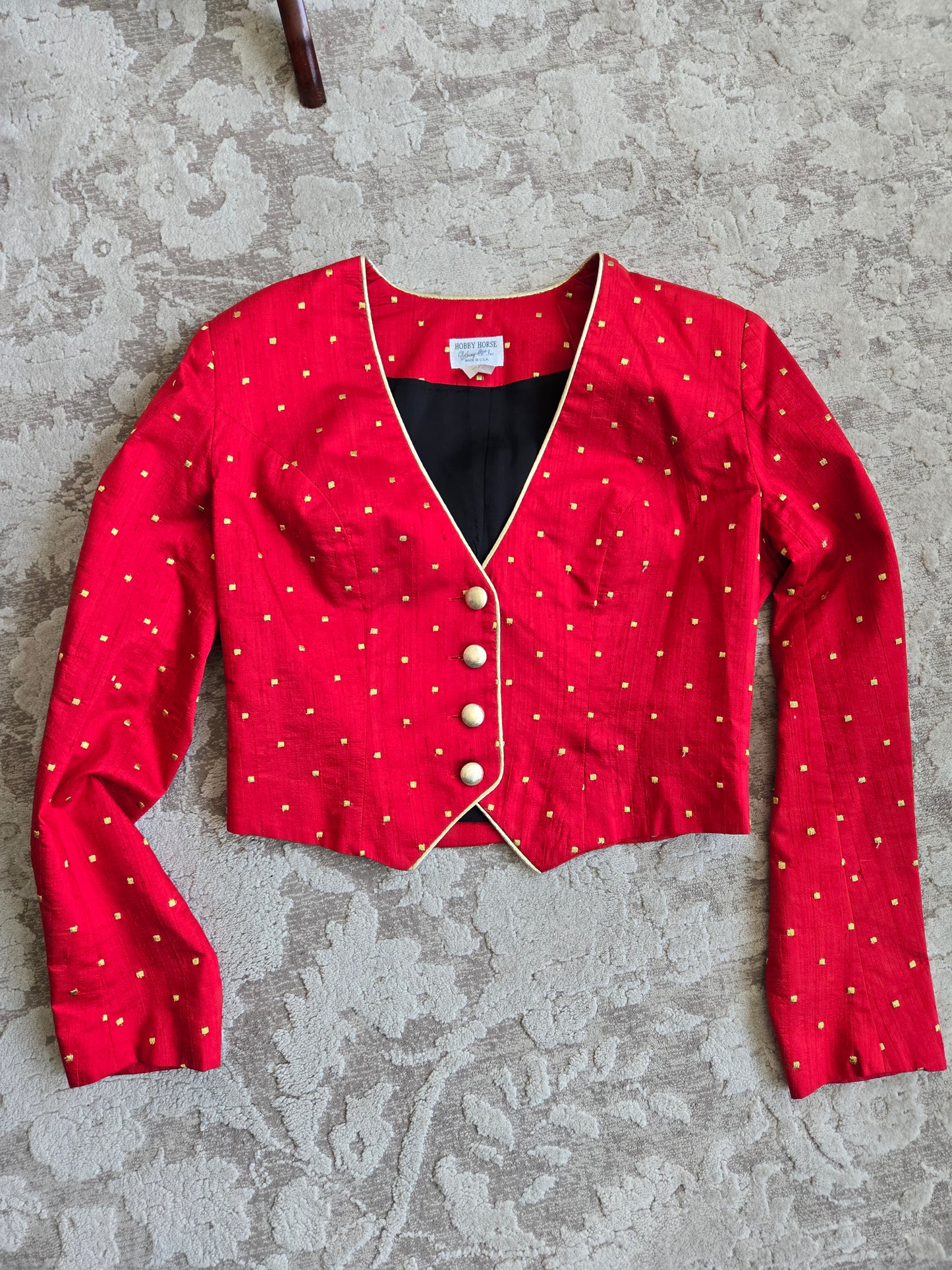 Vintage 80s Hobby Horse Red Silk Western Blazer - M/L
