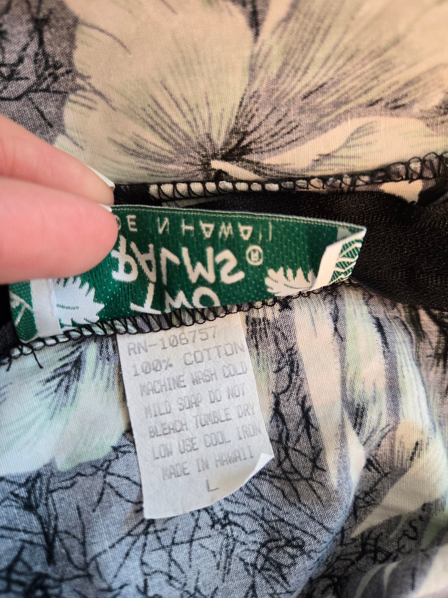 Two Palms Vintage Cotton Black Hawaiian Muumuu - large