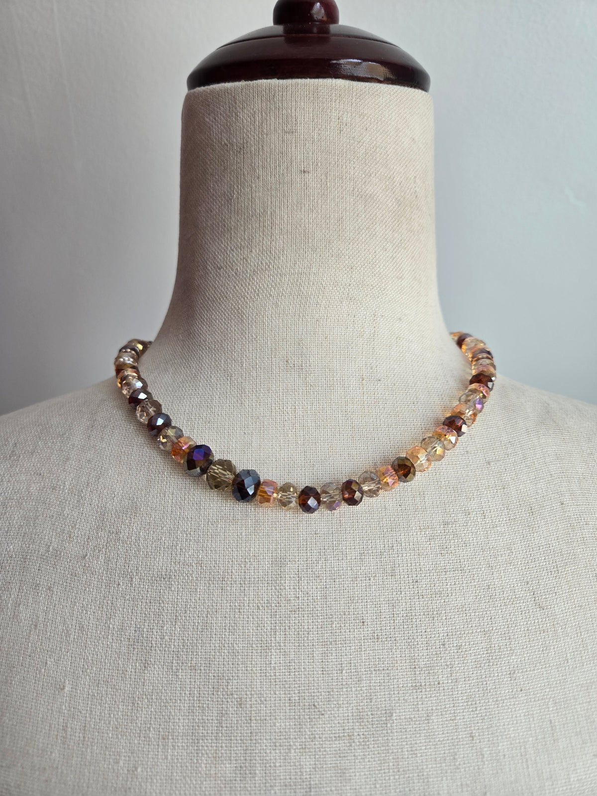 Multi Color Neutrals Glass AB Crystal Necklace