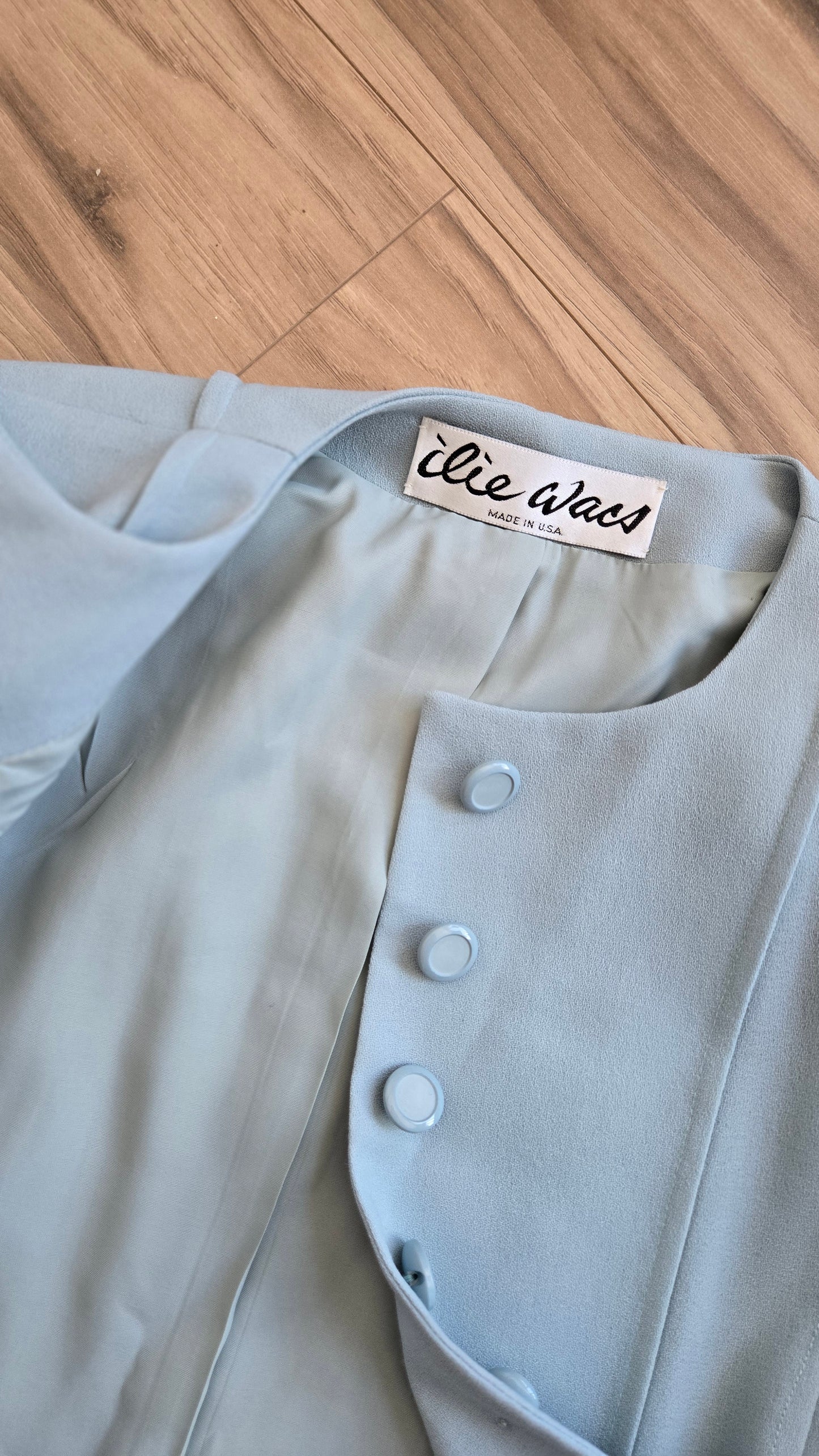 Ilie Wacs Designer Vintage Union Made Light Dusty Blue Blazer - Medium