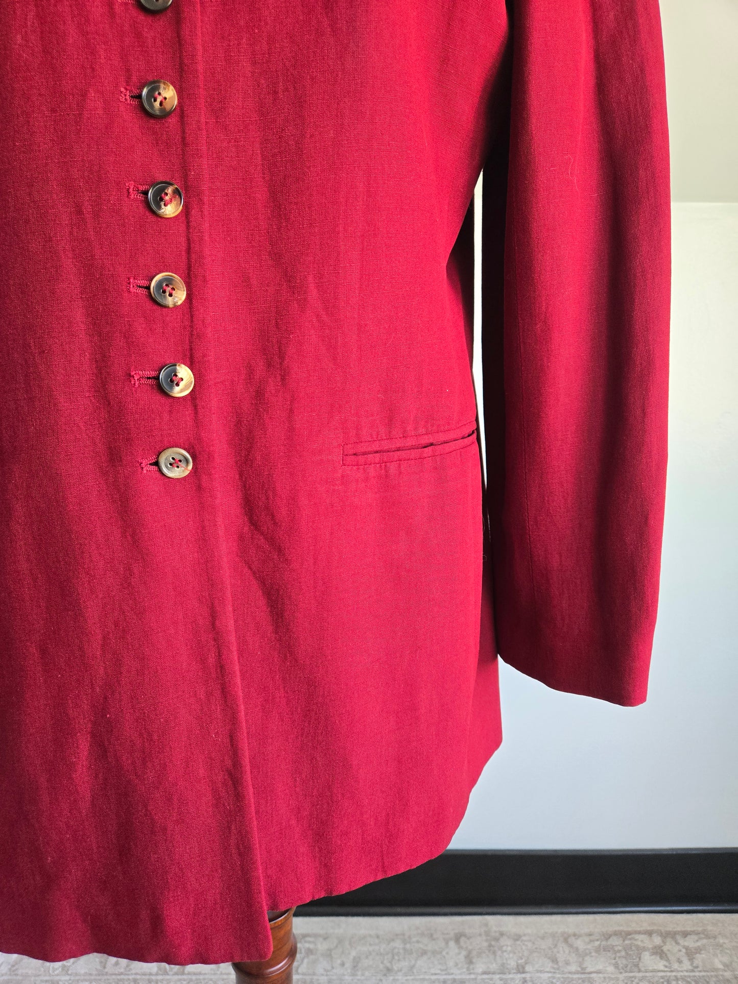 Vintage Jones New York Burgundy Linen Blazer - Size 6