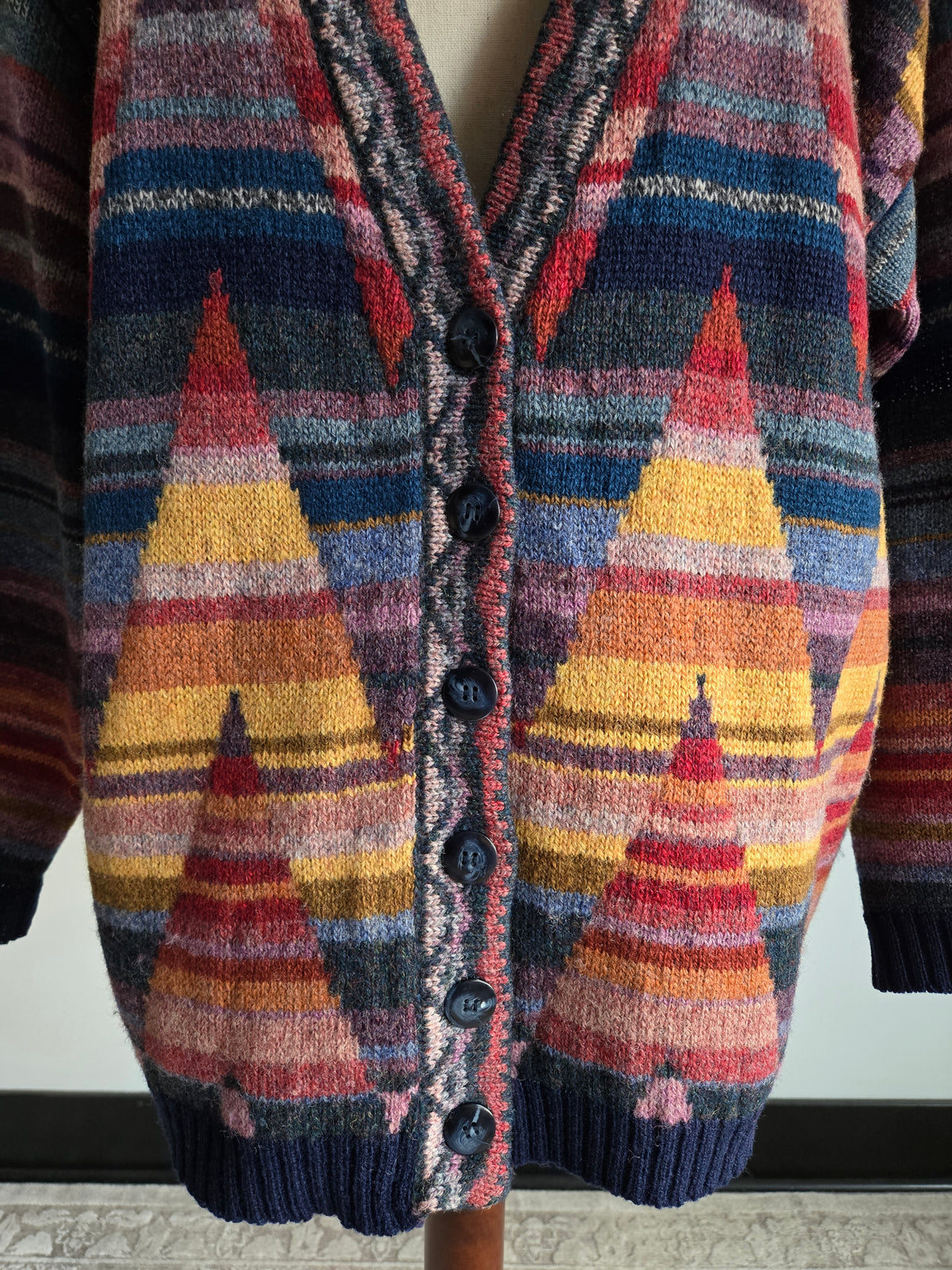 Vintage Eddie Bauer Colorful Patterned Wool Cardigan - L/XL