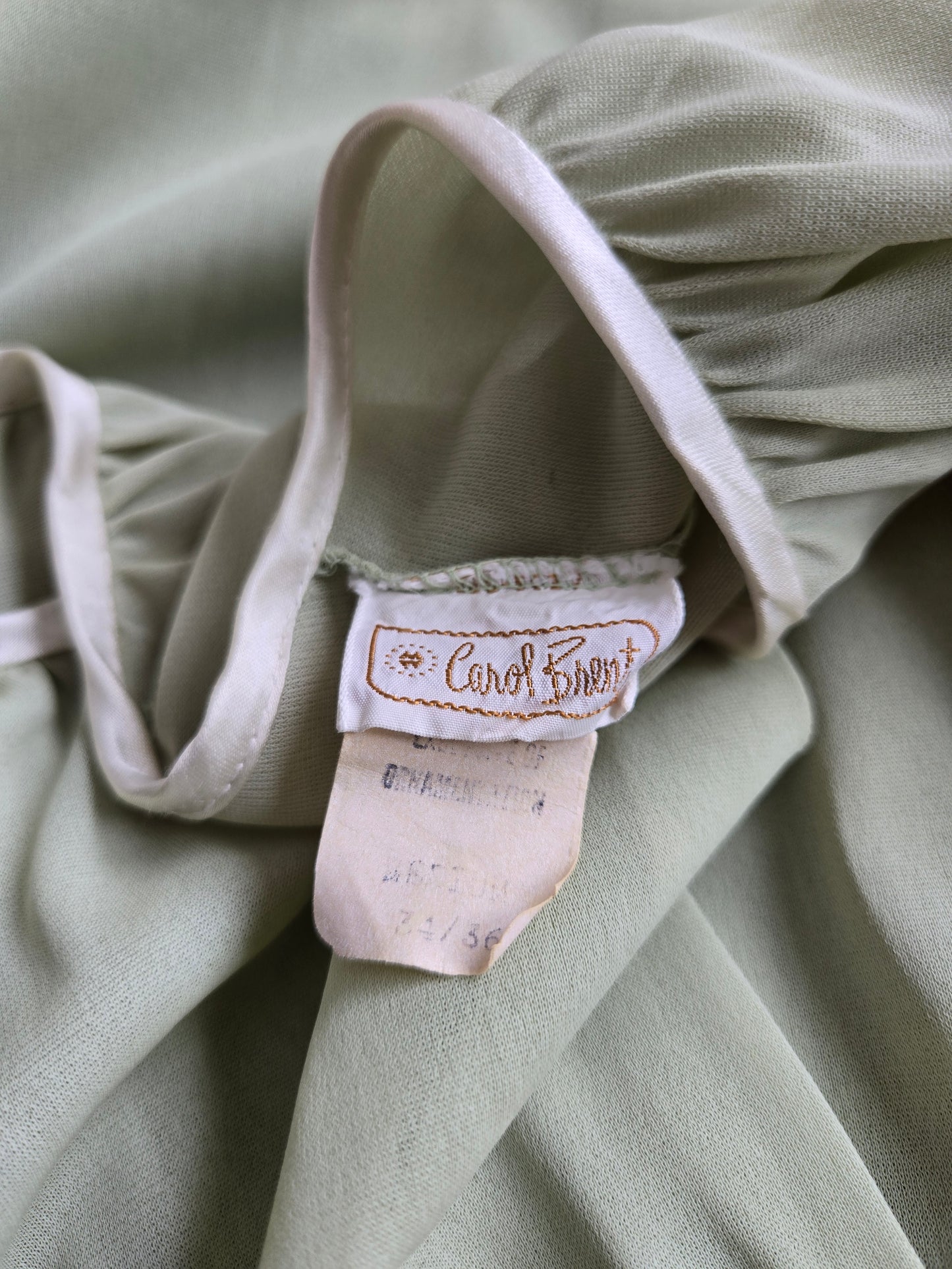 Carol Brent Vintage 60s Chiffon Light Green House Coat - medium