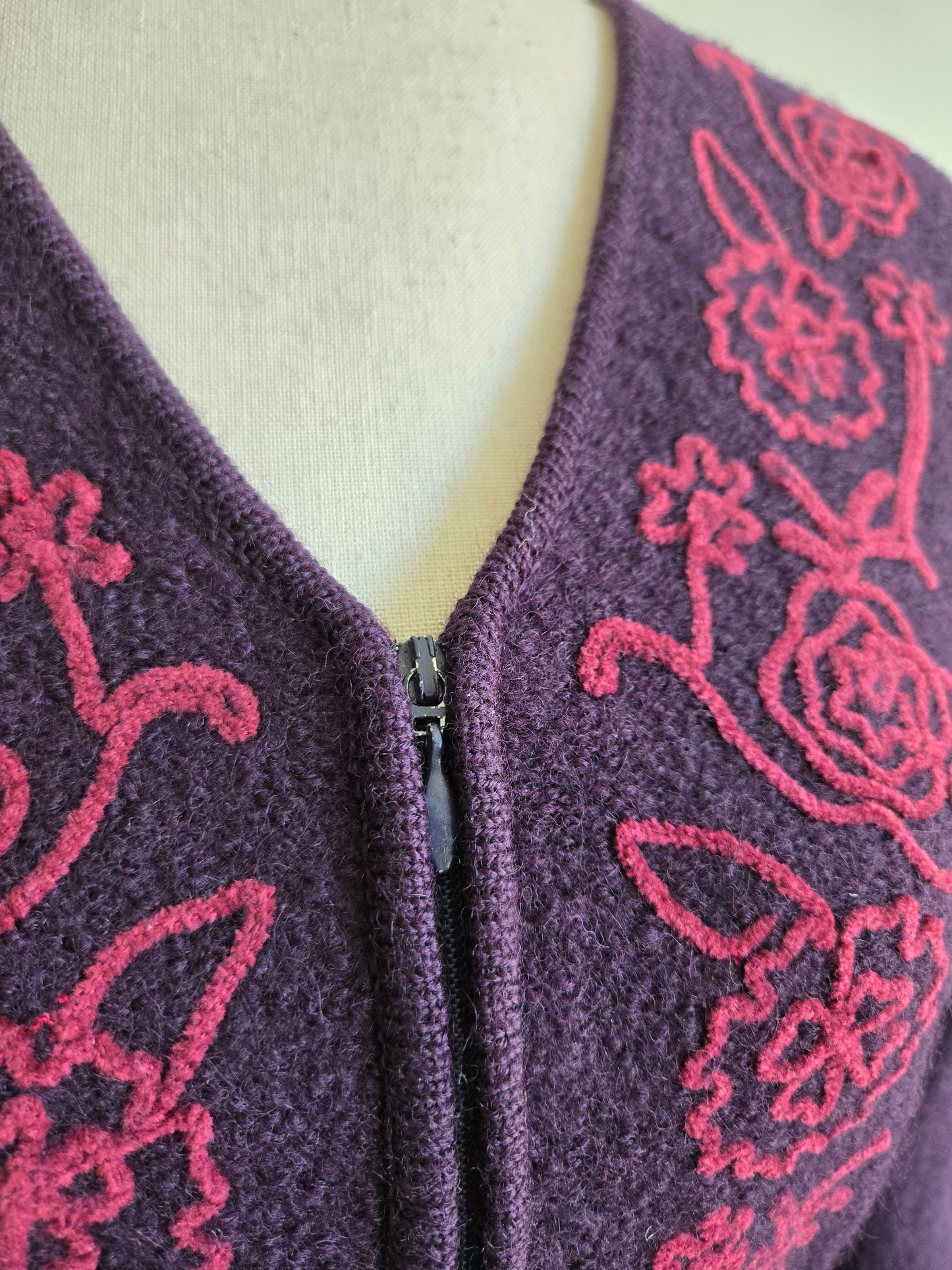 Vintage Laura Ashley 100% Boiled Wool Deep Purple Jacket - small