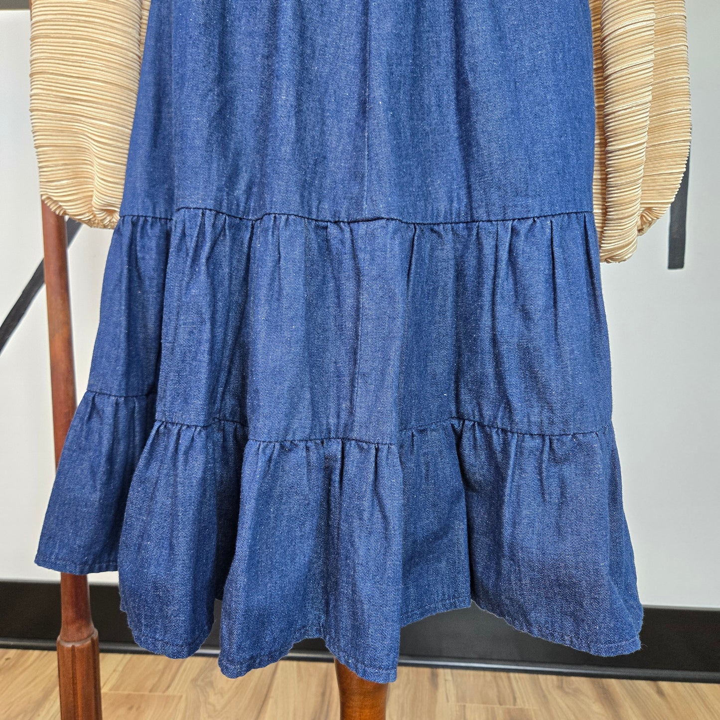 Garey Petites California Vintage Denim Tiered Ruffle Skirt - size 14