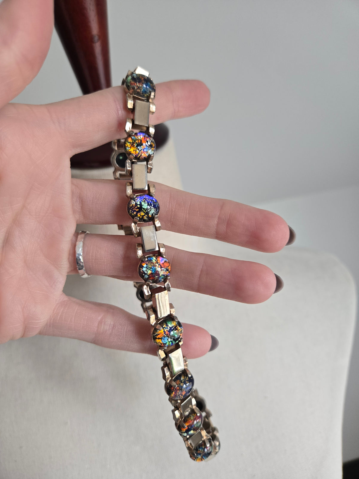 Vintage Confetti Glass Cab Choker Necklace