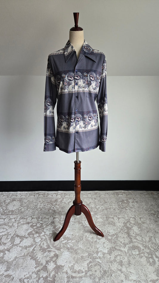 Joel Vintage 70s Navy Print Top - large