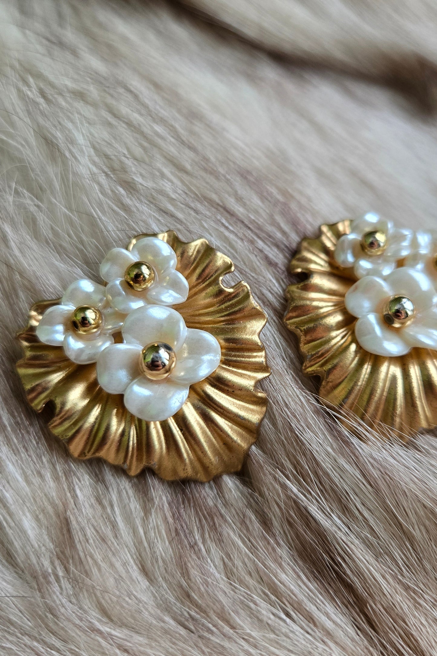 Vintage Flower Cluster Earrings - Post Back