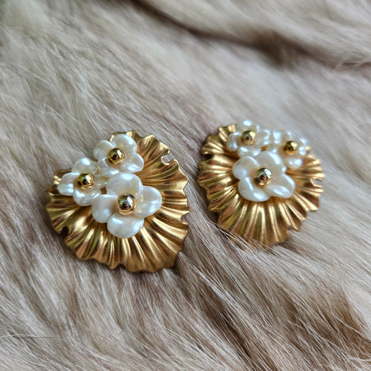 Vintage Flower Cluster Earrings - Post Back