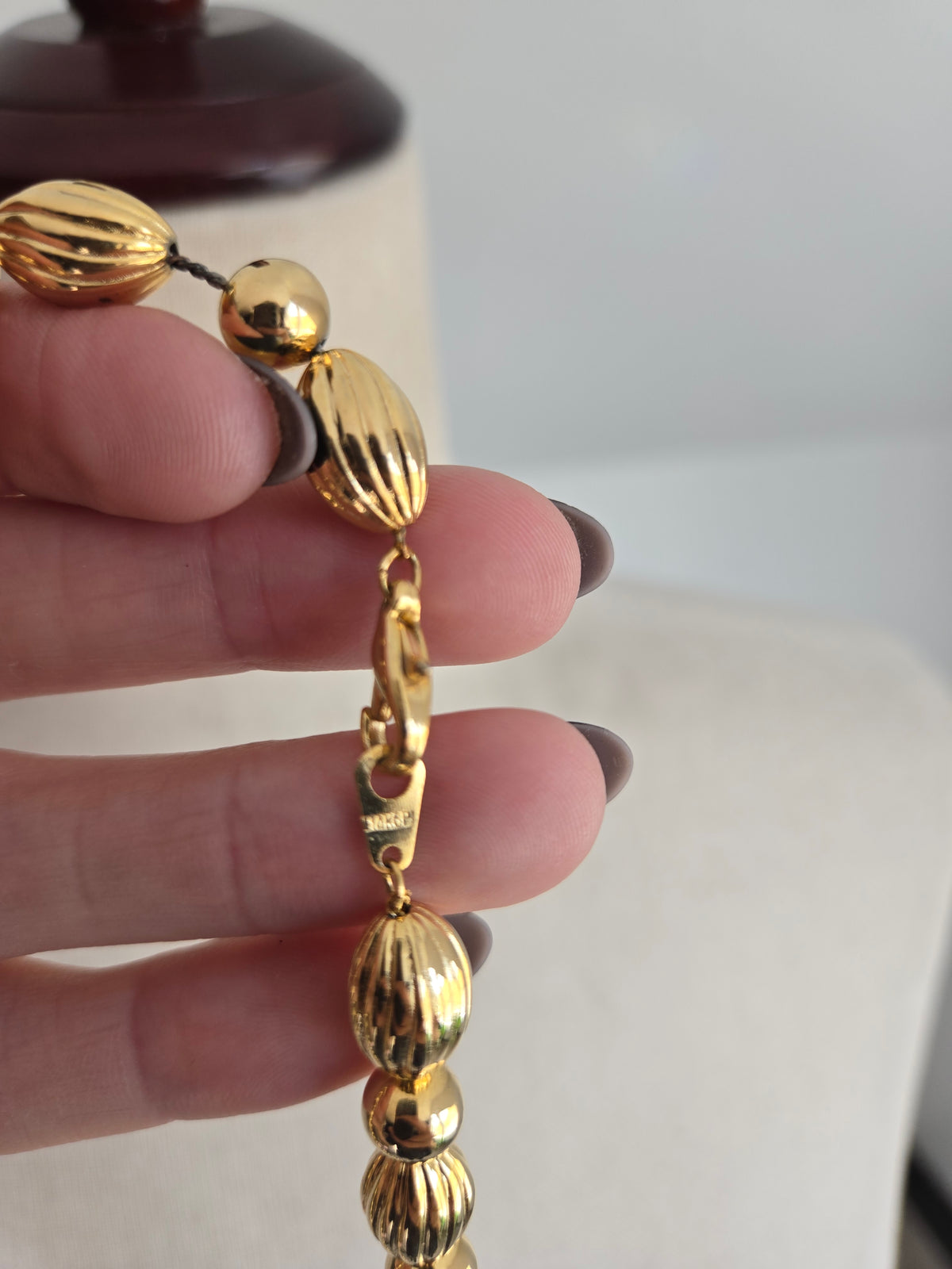 Vintage 14K Gold Plated Graduated Bead Necklace