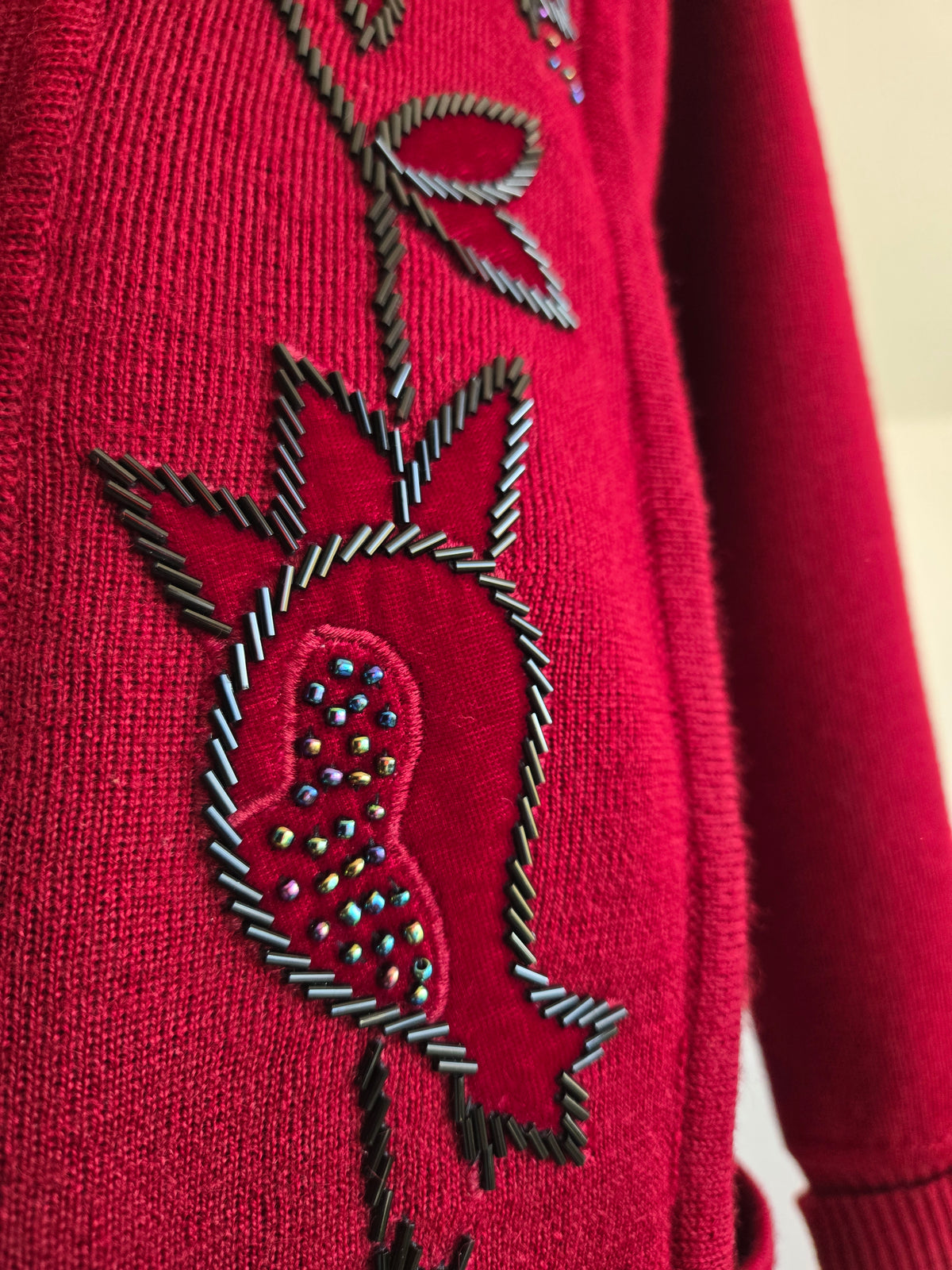YaLei High End Beaded Wool Cardigan Sweater - XL