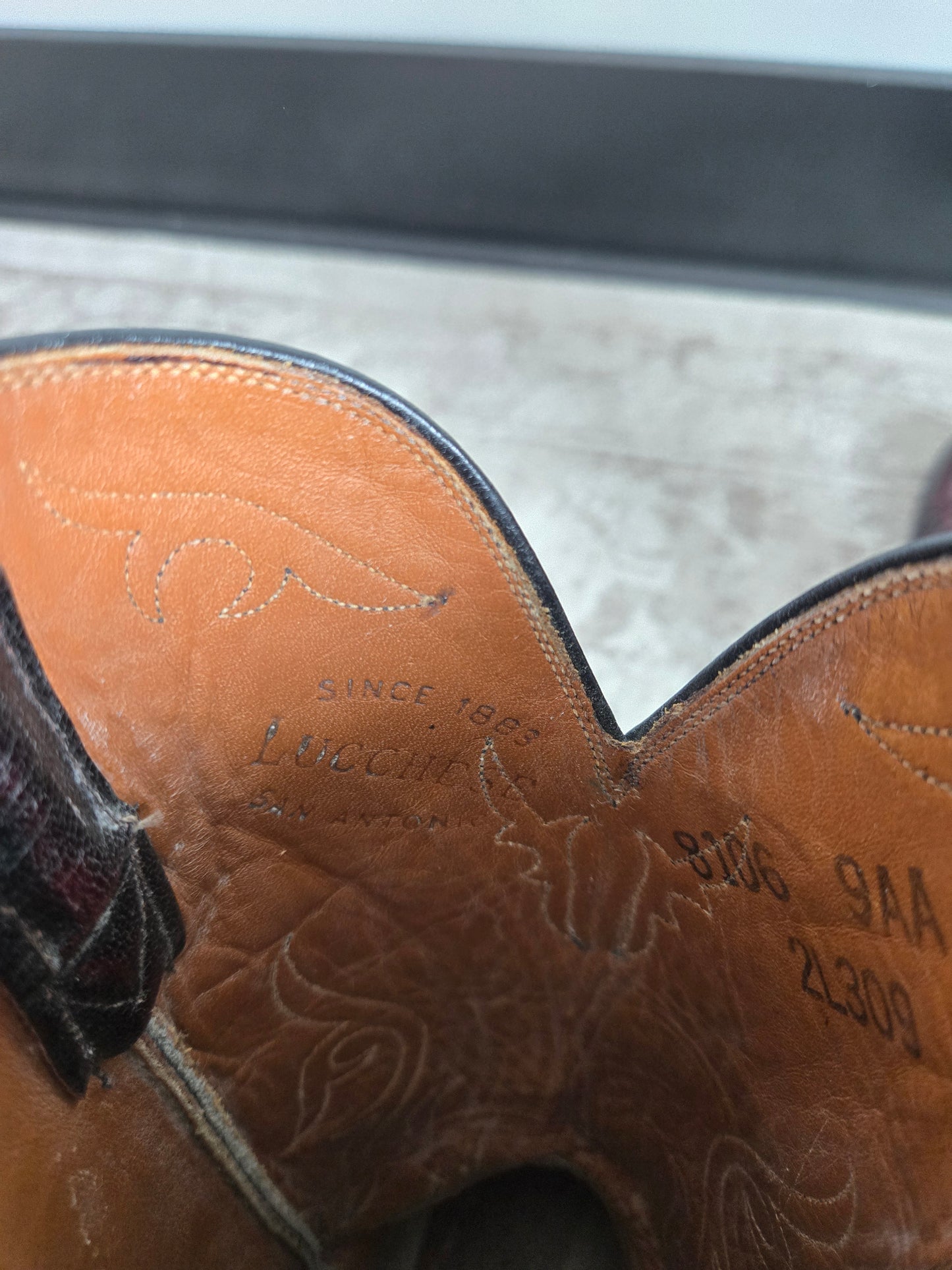 Lucchese San Antonio Black Cherry Leather Western Boots - Size 9 (womens)
