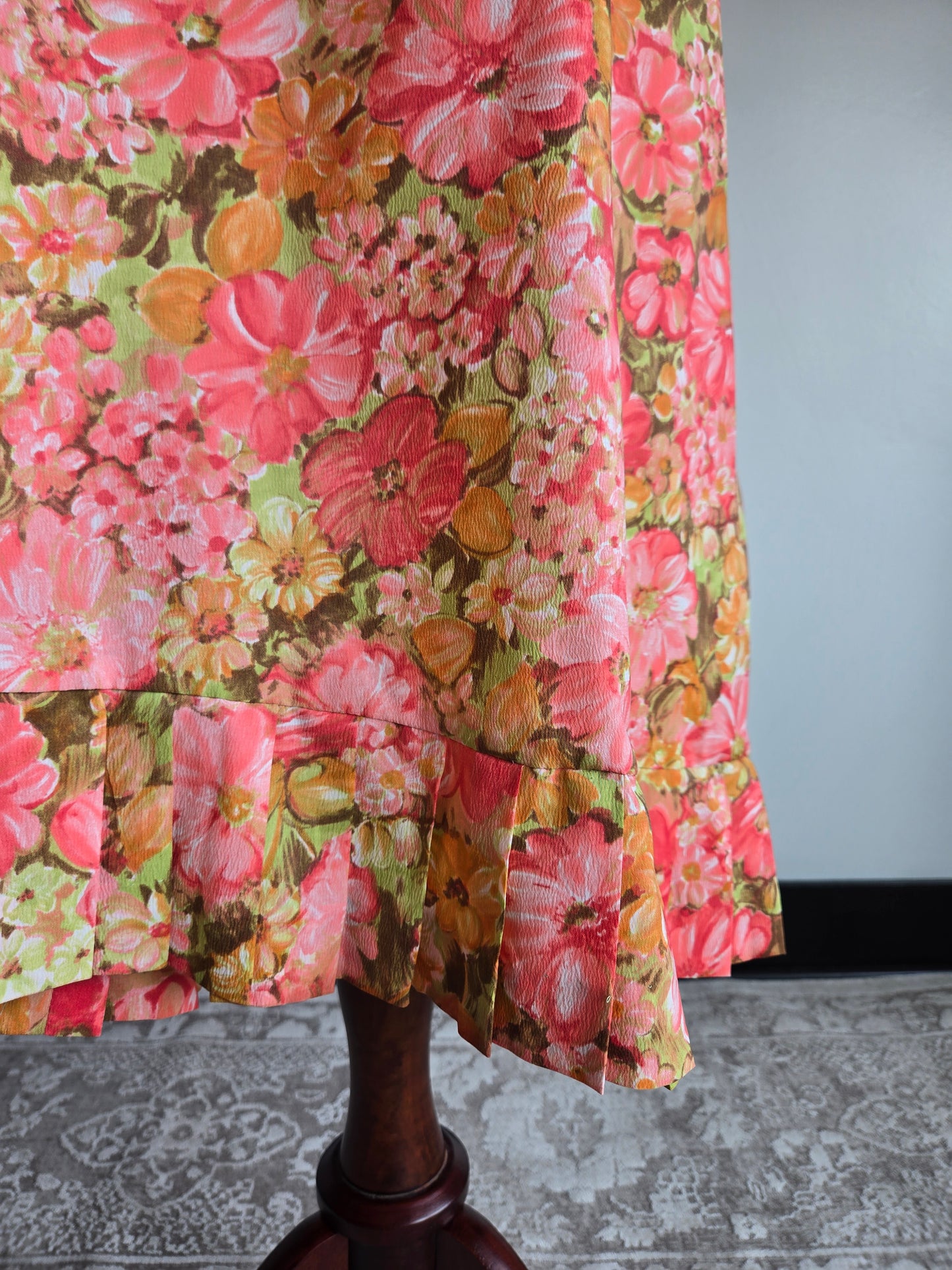 Vintage 1950s Handmade Flower Power Dress - L/XL