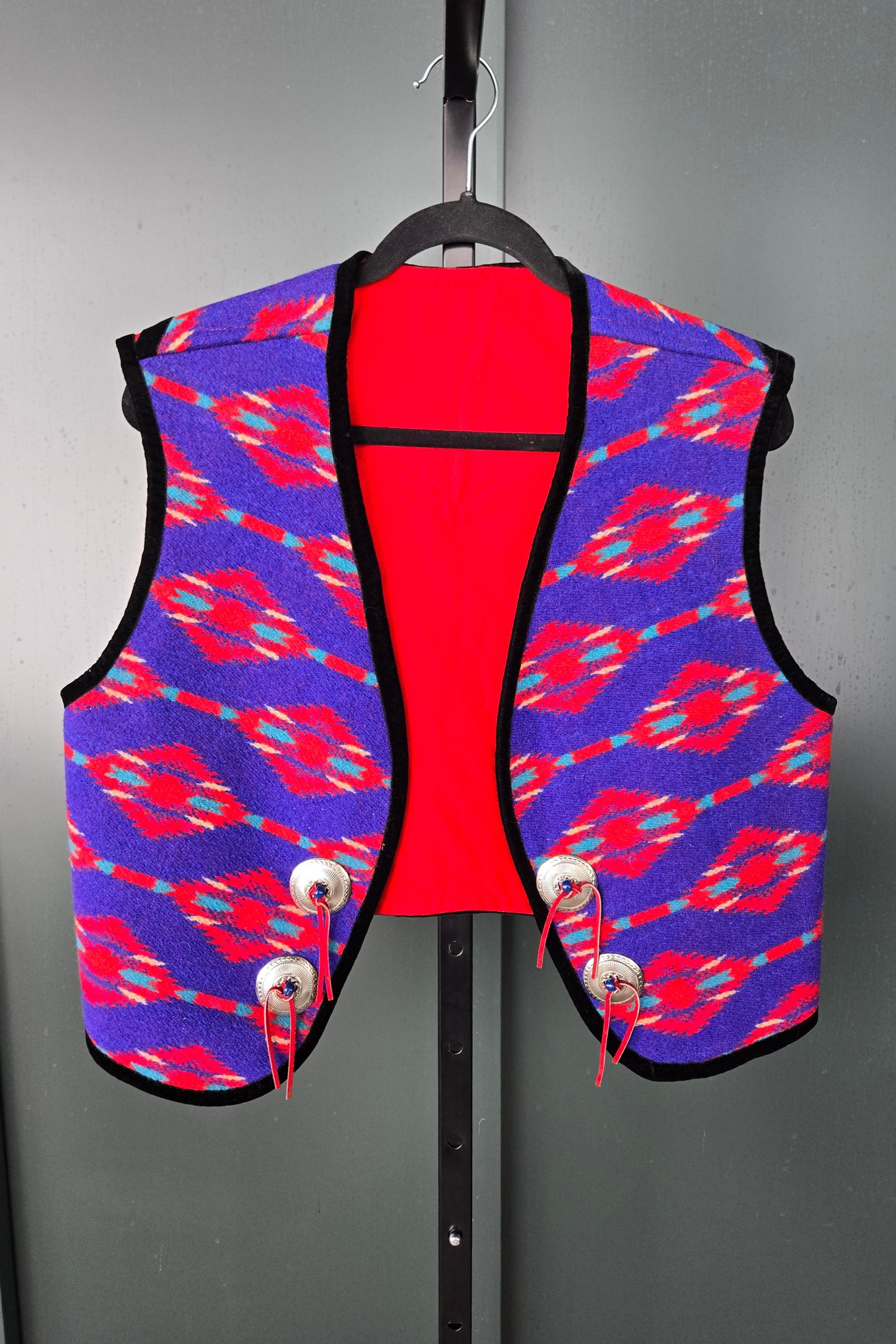 Vintage Wool Colorblocked Southwest Vest - large