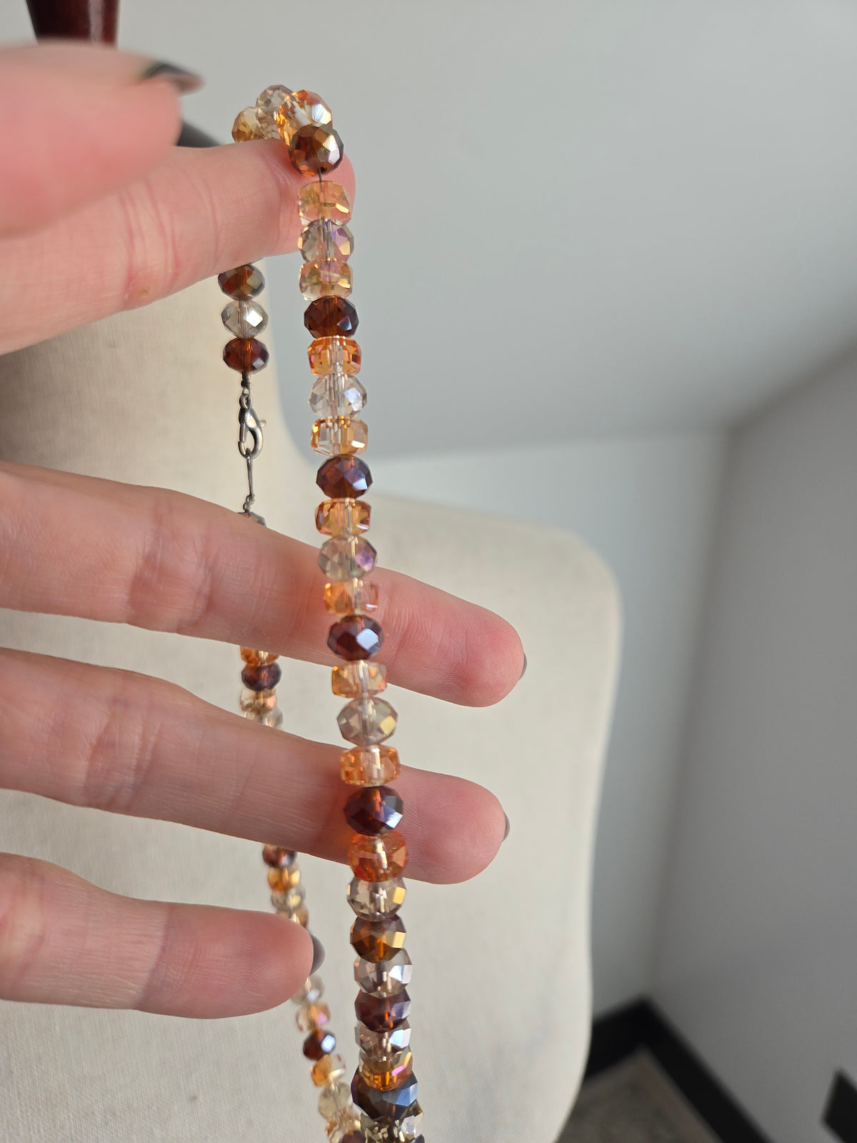 Multi Color Neutrals Glass AB Crystal Necklace